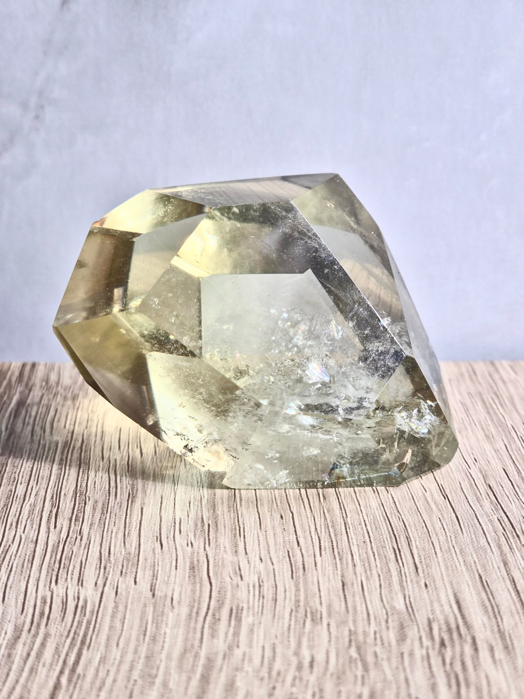 Citrine freeform with phantom lines and rainbow