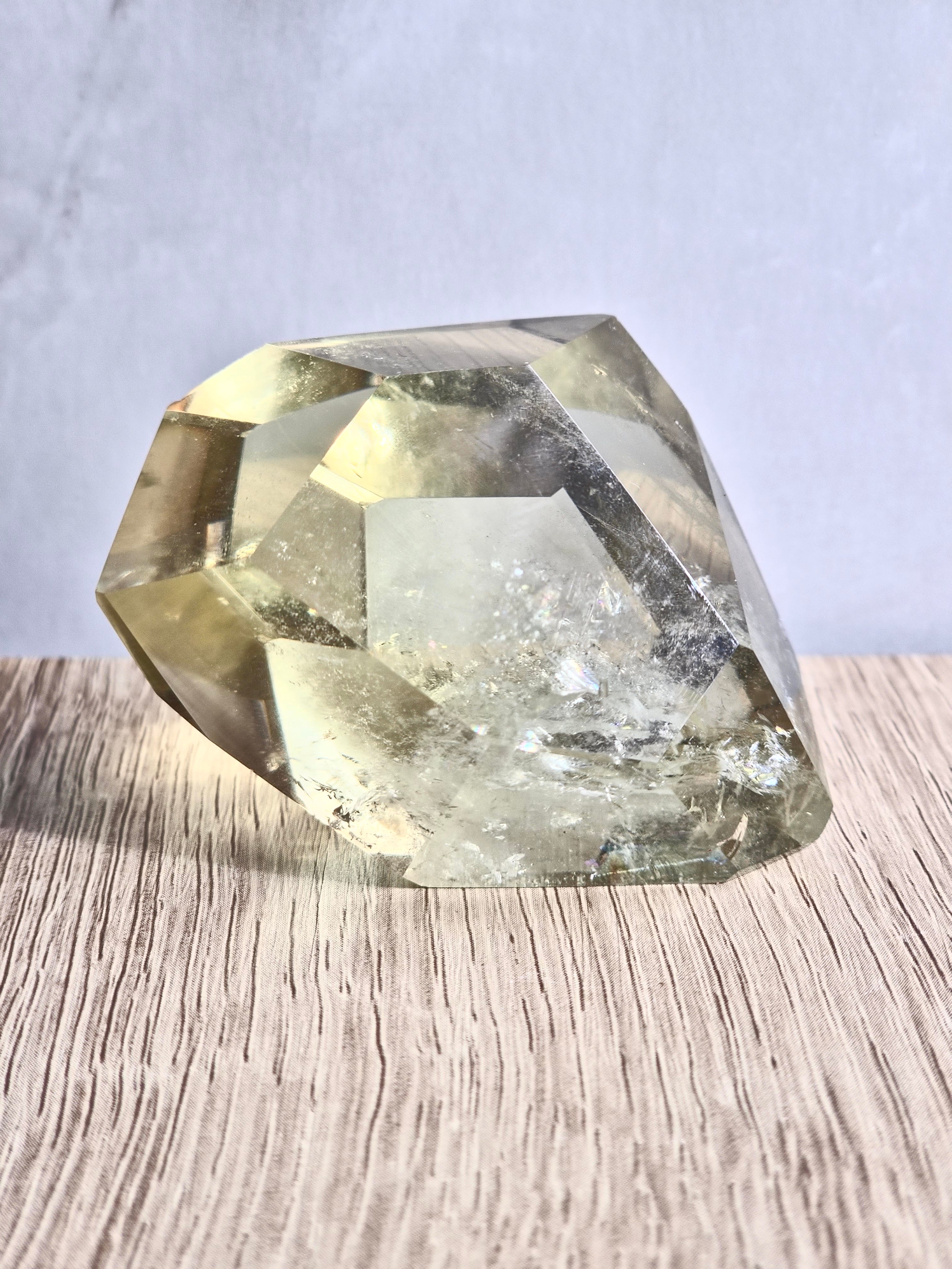 Citrine freeform with phantom lines and rainbow
