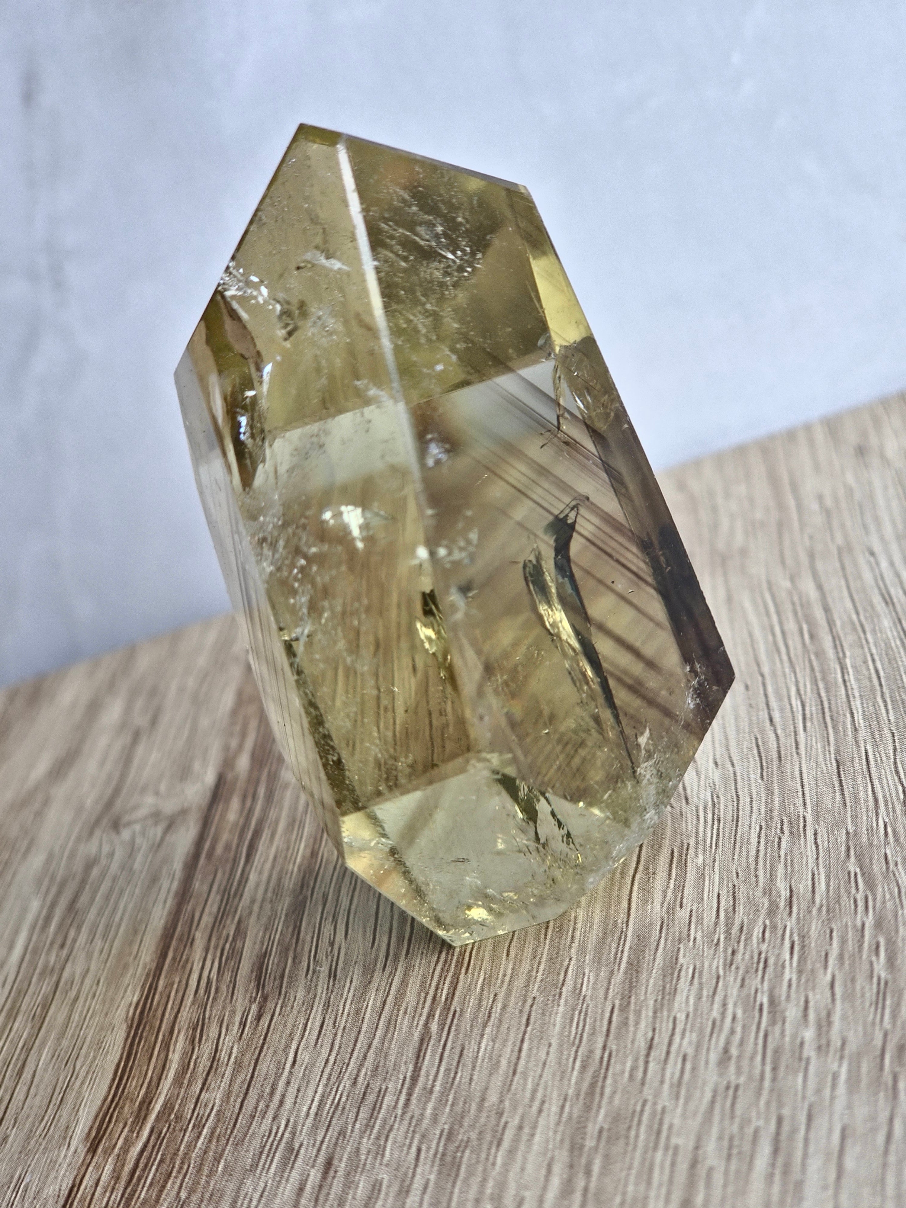 Phantom Citrine with internal rainbow + layered growth bands