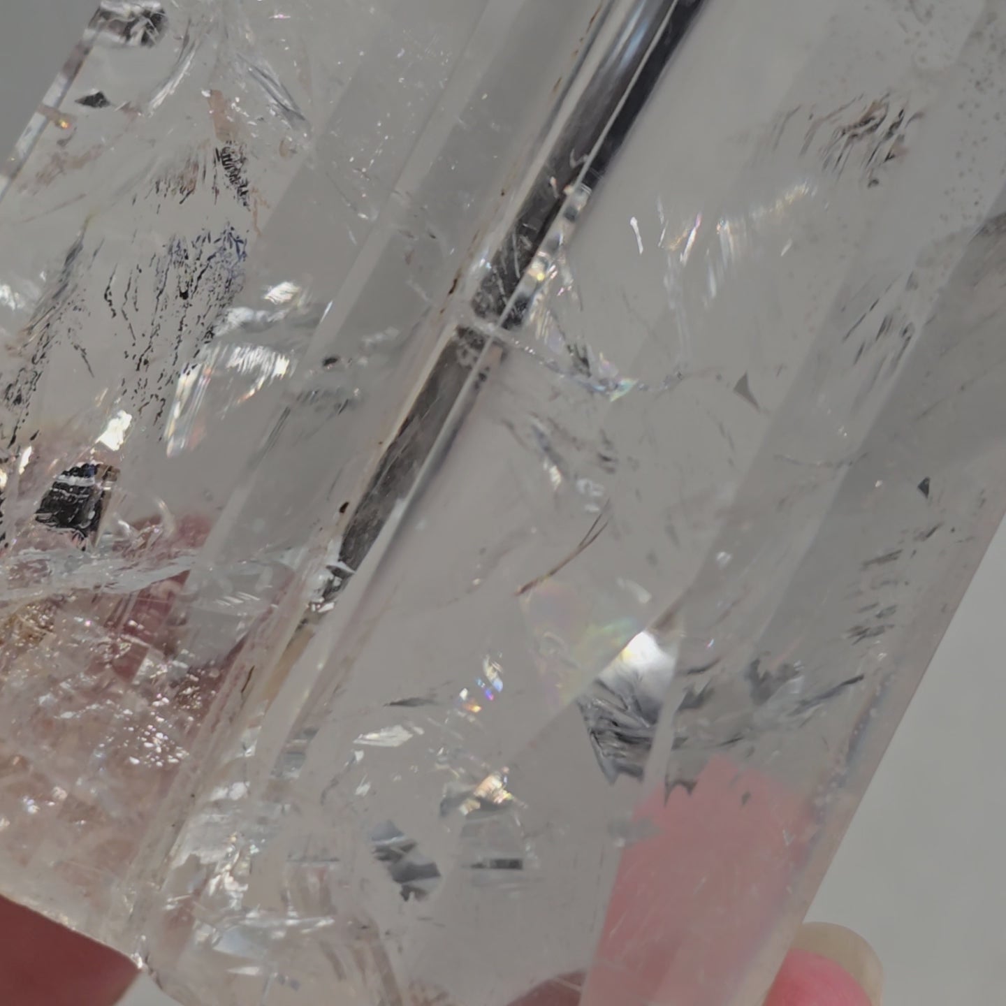 Clear Quartz Twin Tower with rainbow refractions