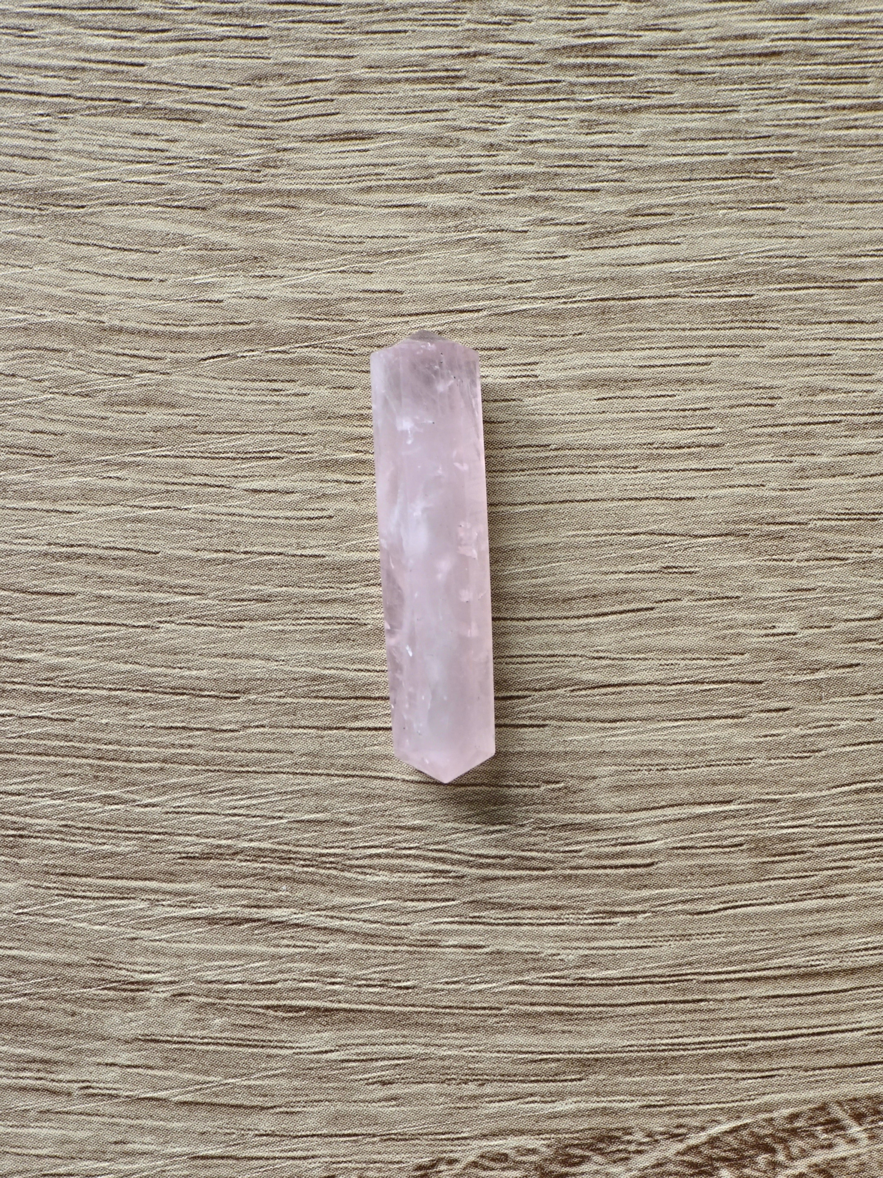Rose quartz double-terminated point