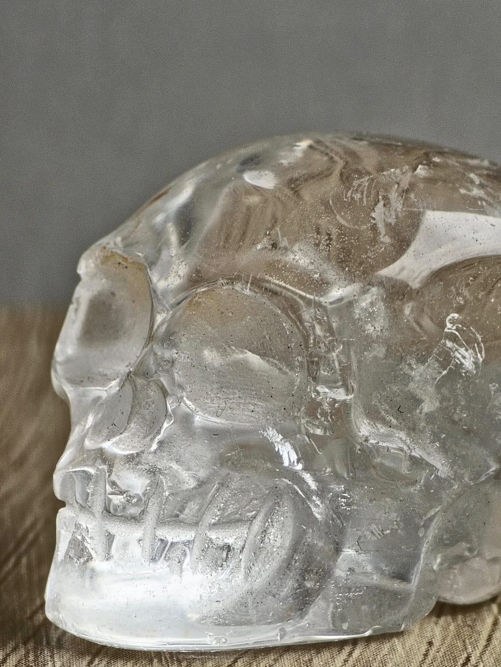 Clear quartz skull with iron inclusions