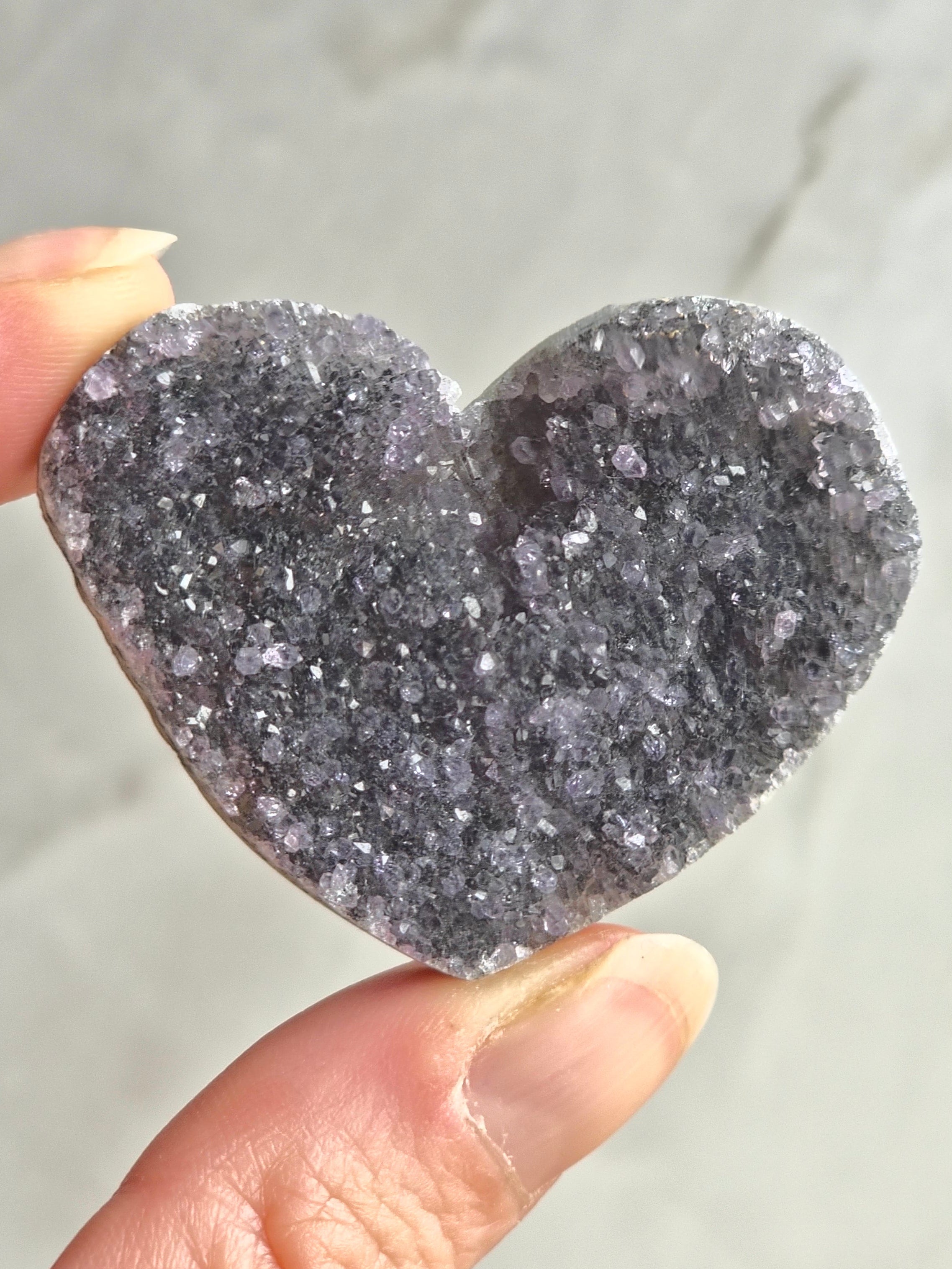 Amethyst druzy heart carvings
