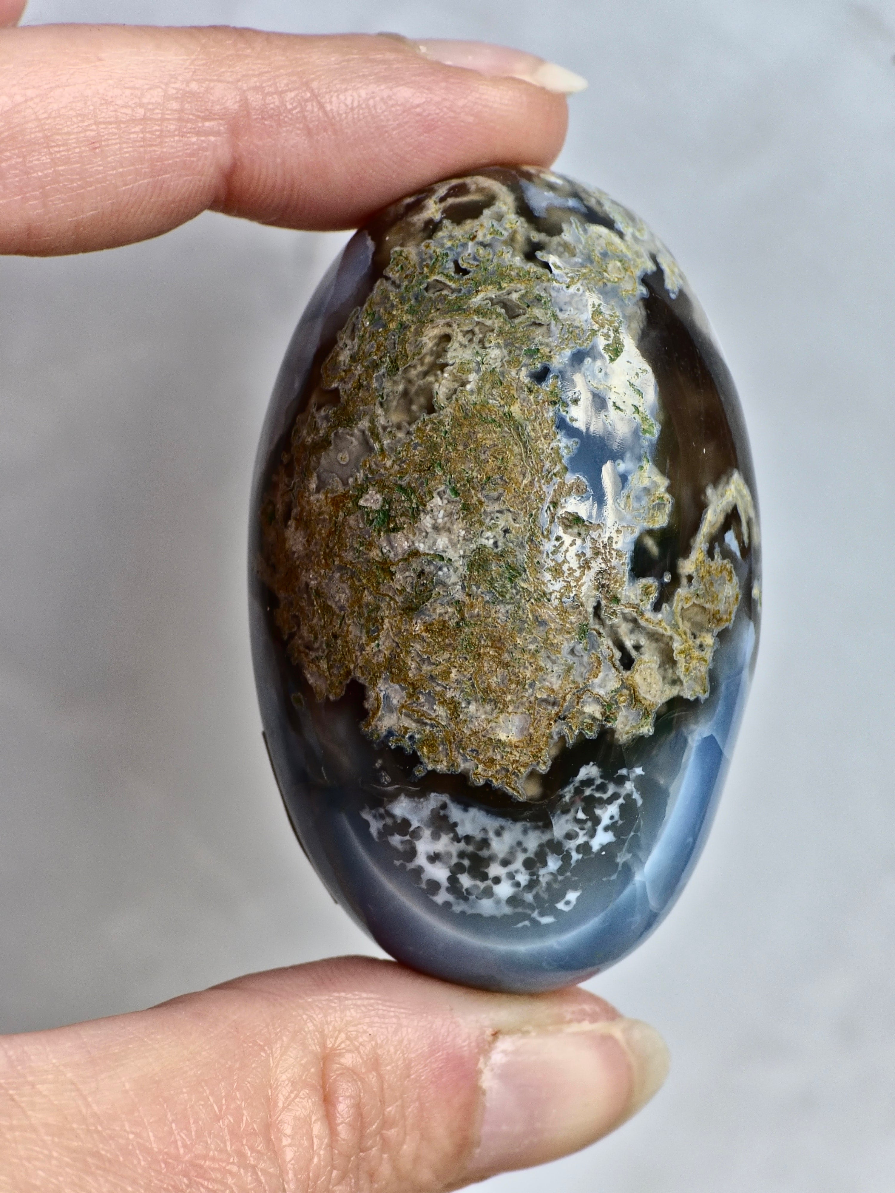 Blue Indian Opal with Moss Agate Inclusions