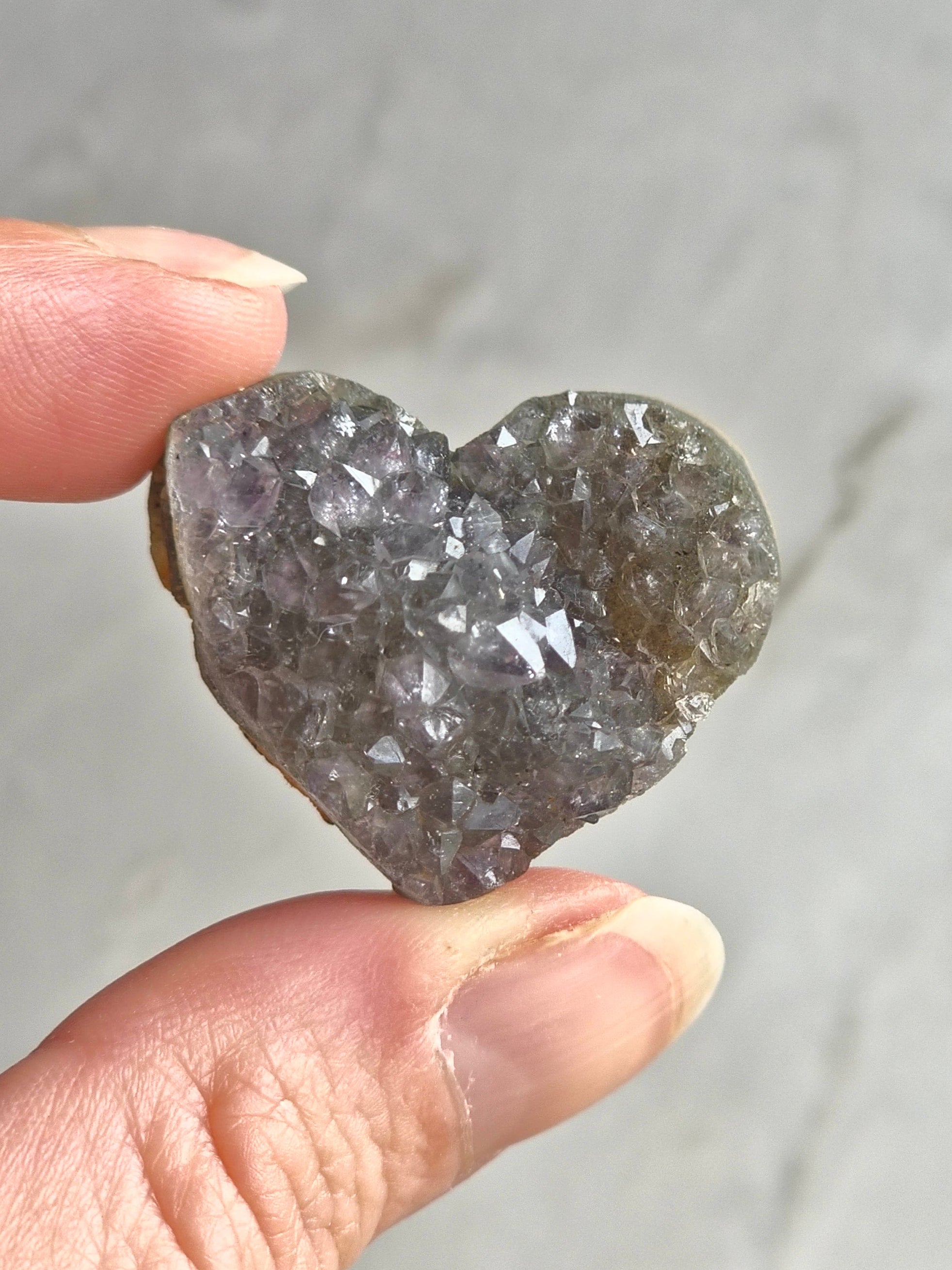 Amethyst druzy heart carvings