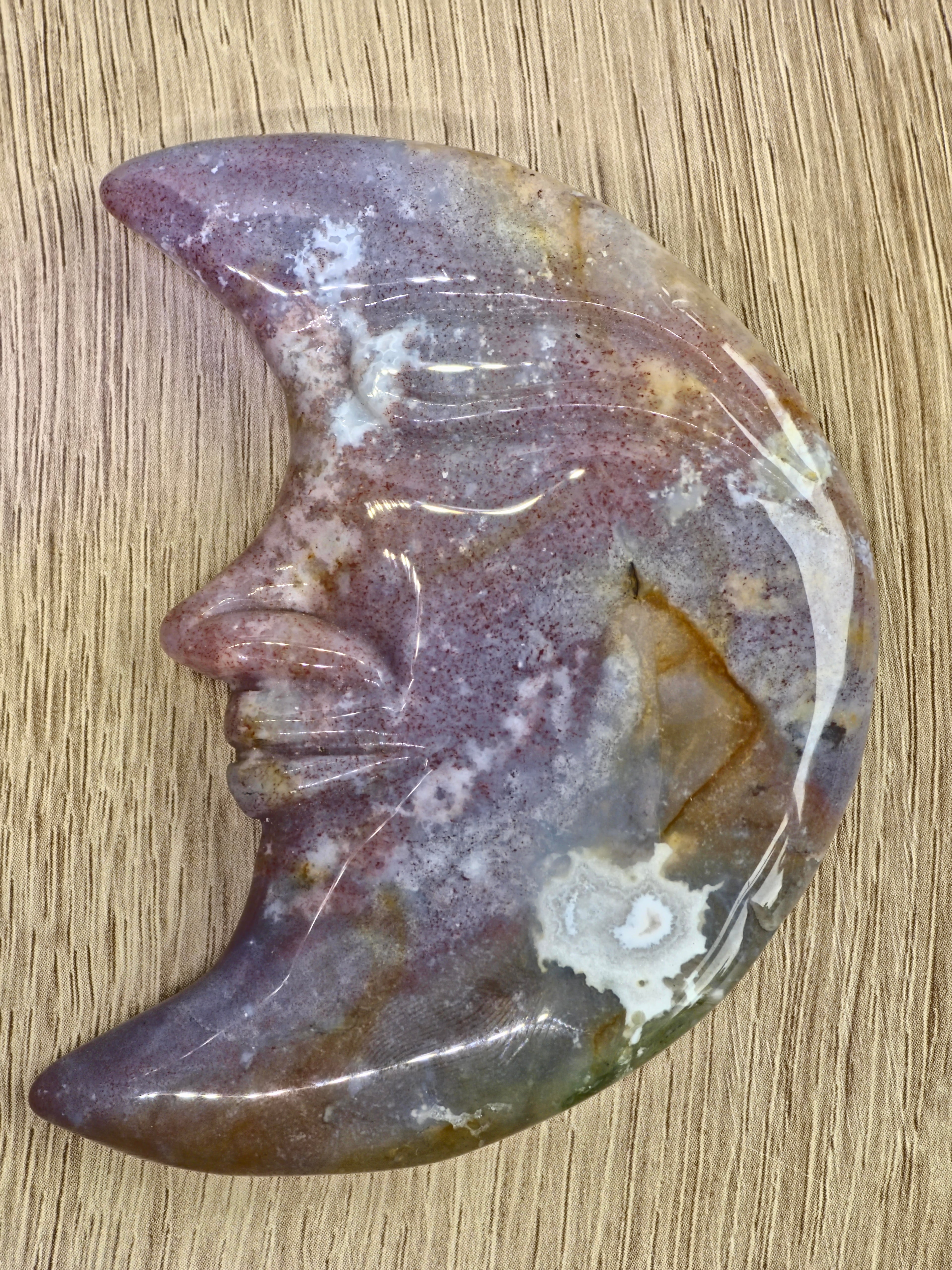 Ocean Jasper Moon — Orbicular Chalcedony (Quartz Variety)