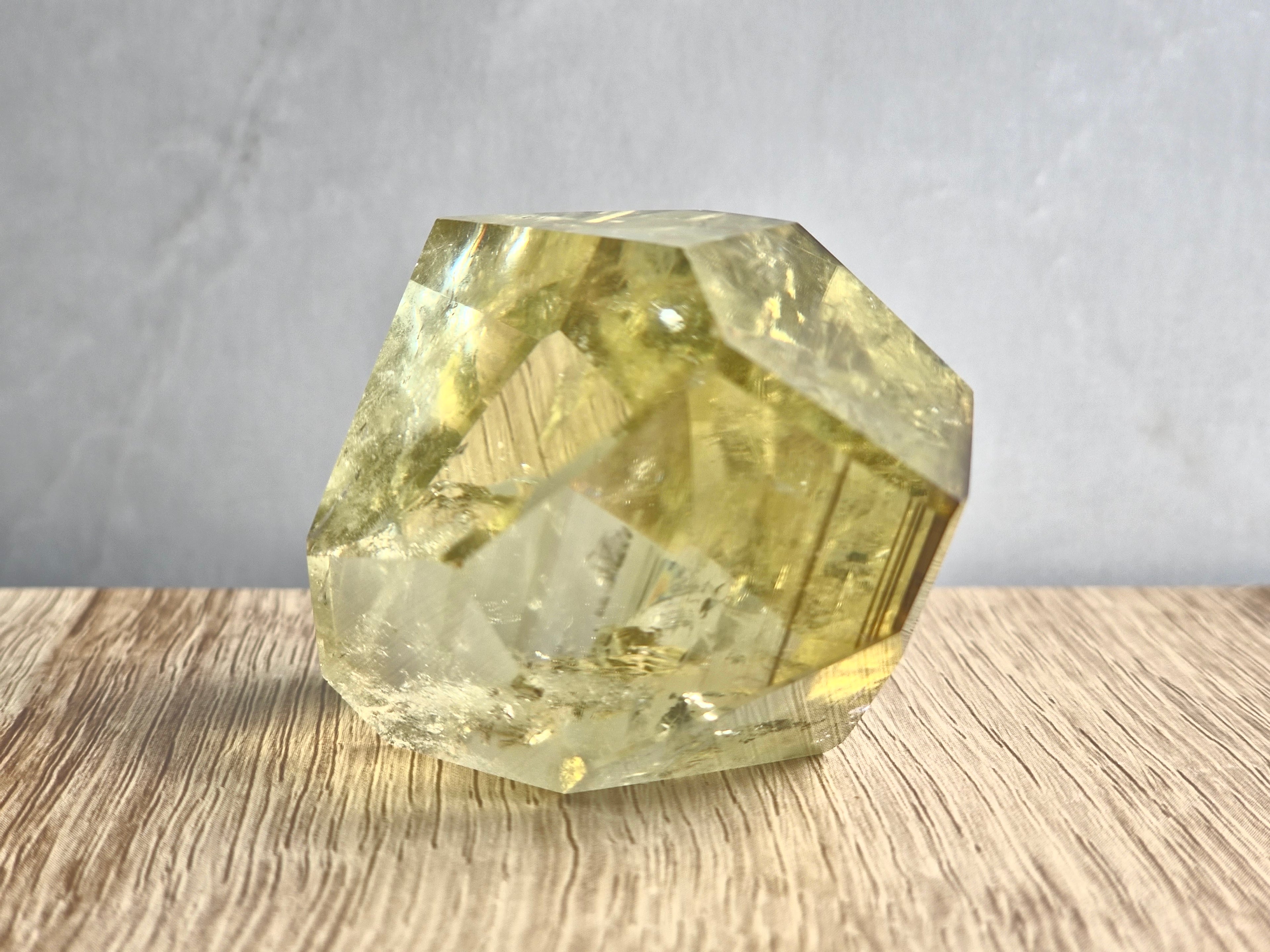 Citrine freeform with phantom lines and rainbow