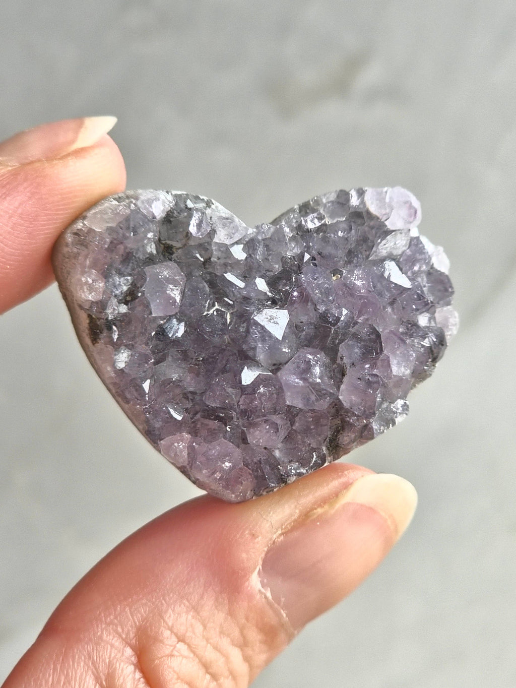 Amethyst druzy heart carvings