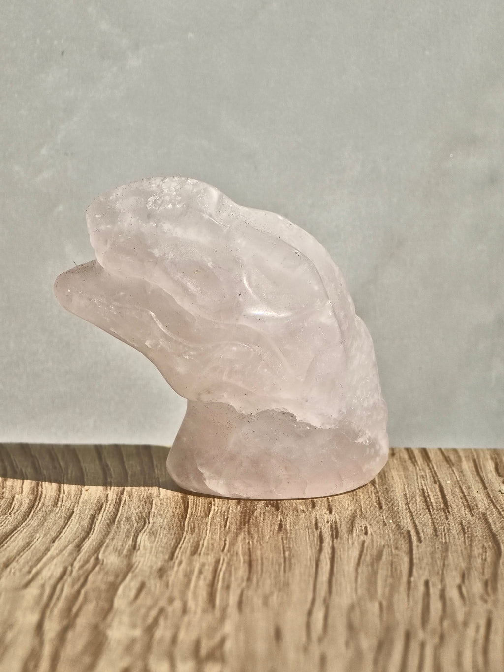 Rose quartz dinosaur head