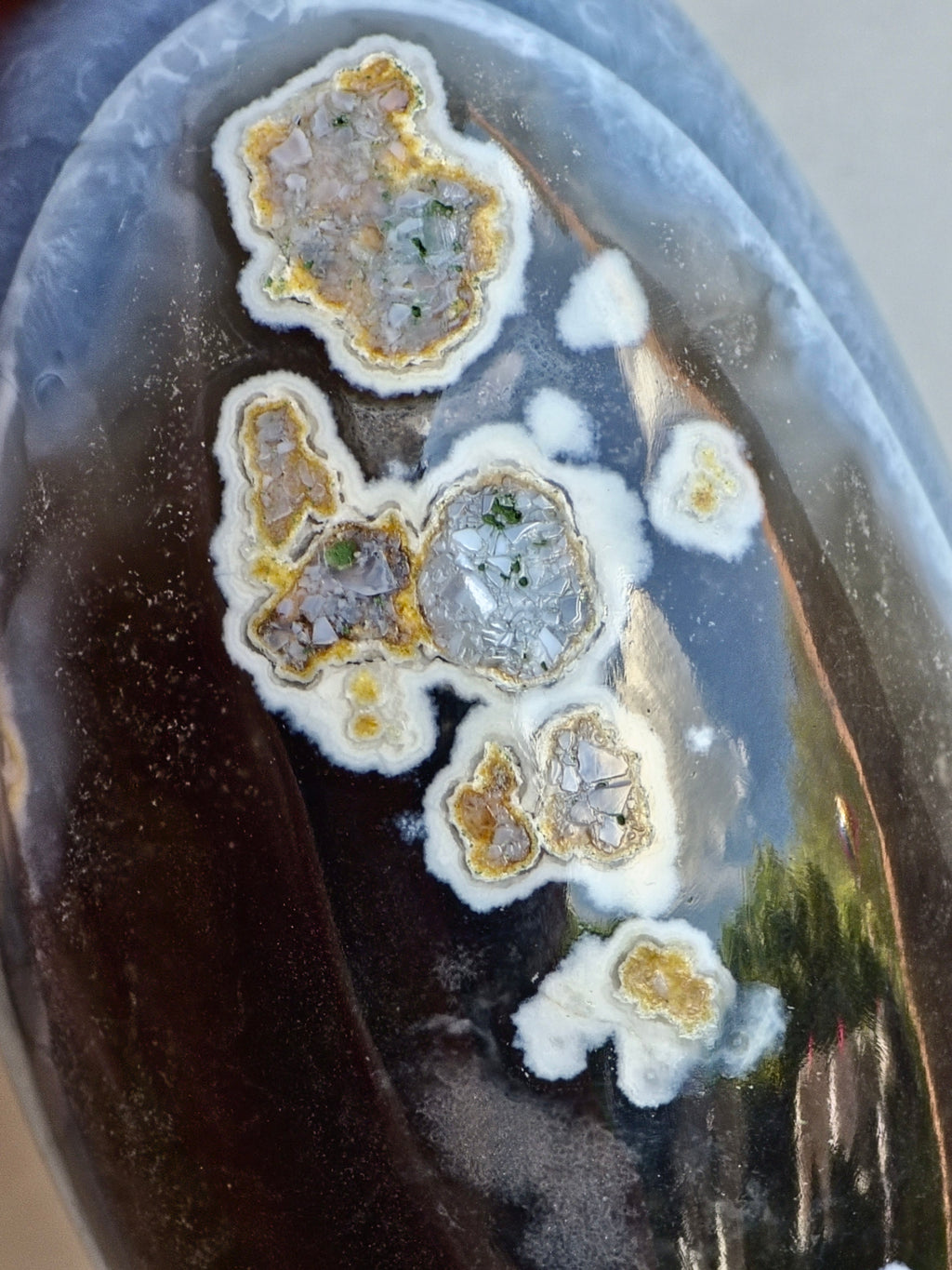 Blue Indian Opal with Moss Agate Inclusion