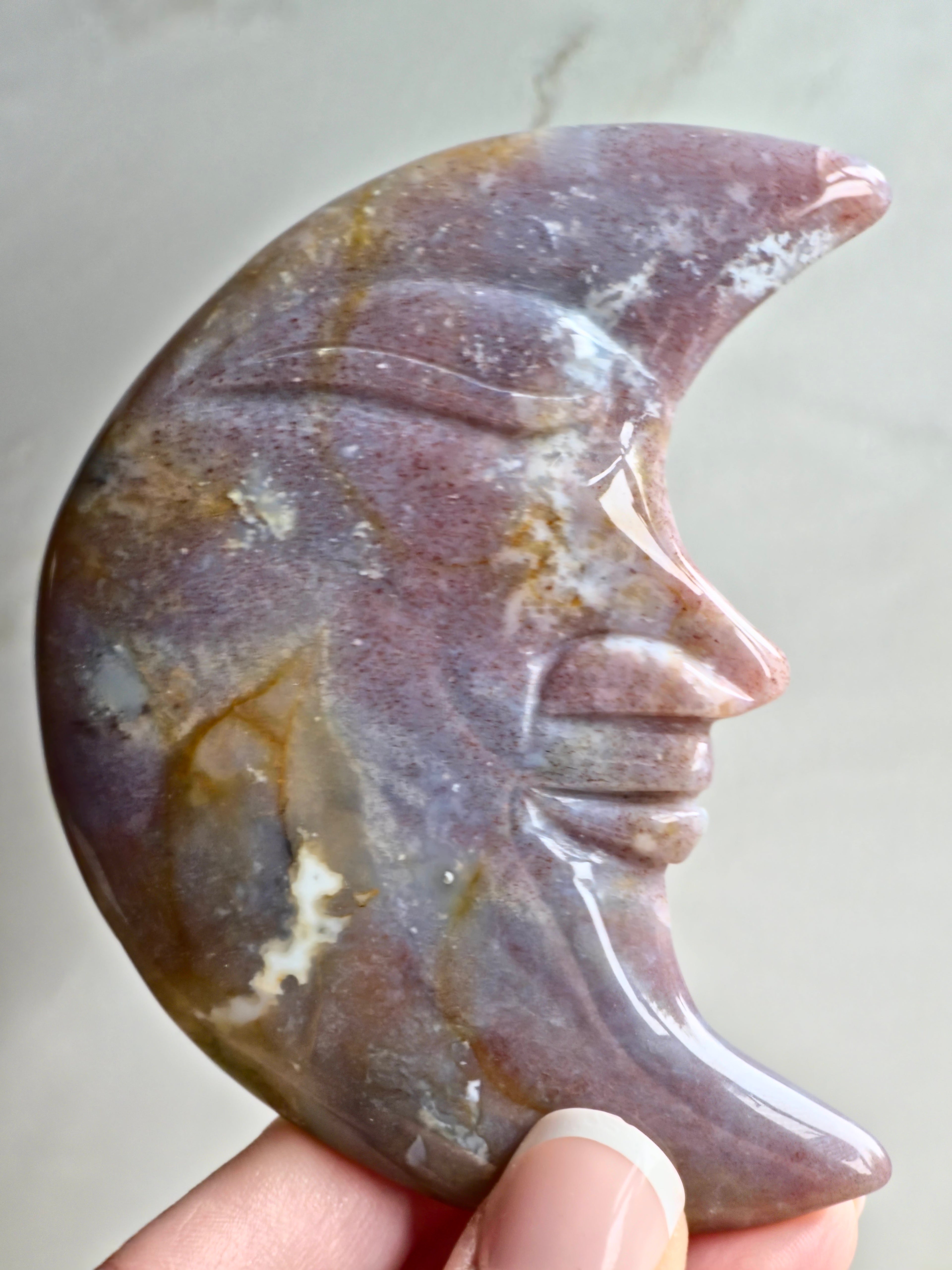 Ocean Jasper Moon — Orbicular Chalcedony (Quartz Variety)