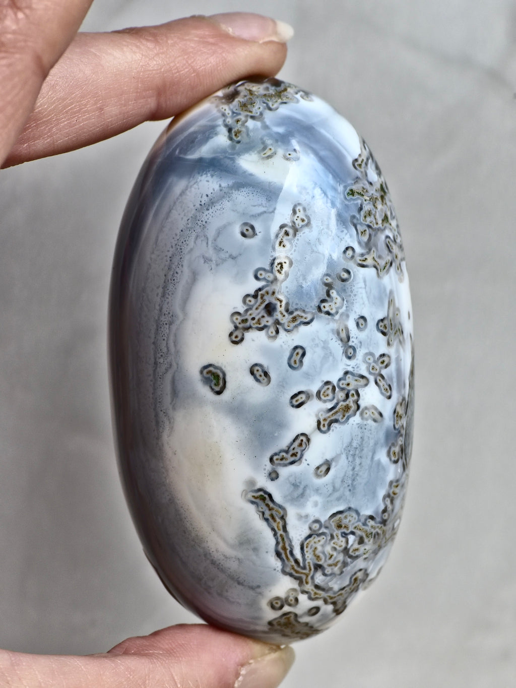 Blue Indian Opal with Moss Agate Inclusions Shiva Lingham