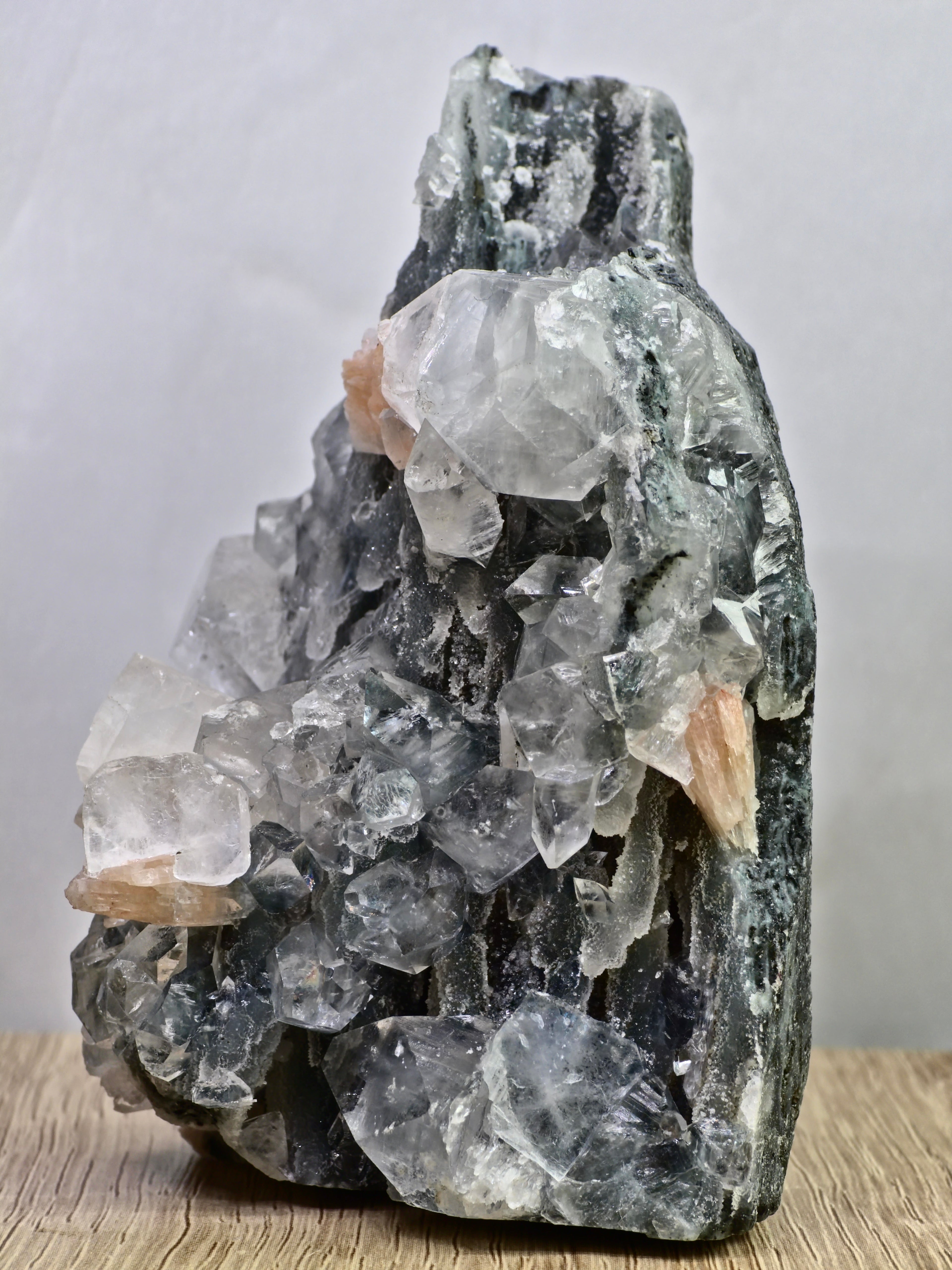 AAA Apophyllite on Blue Chalcedony with Stilbite Cluster