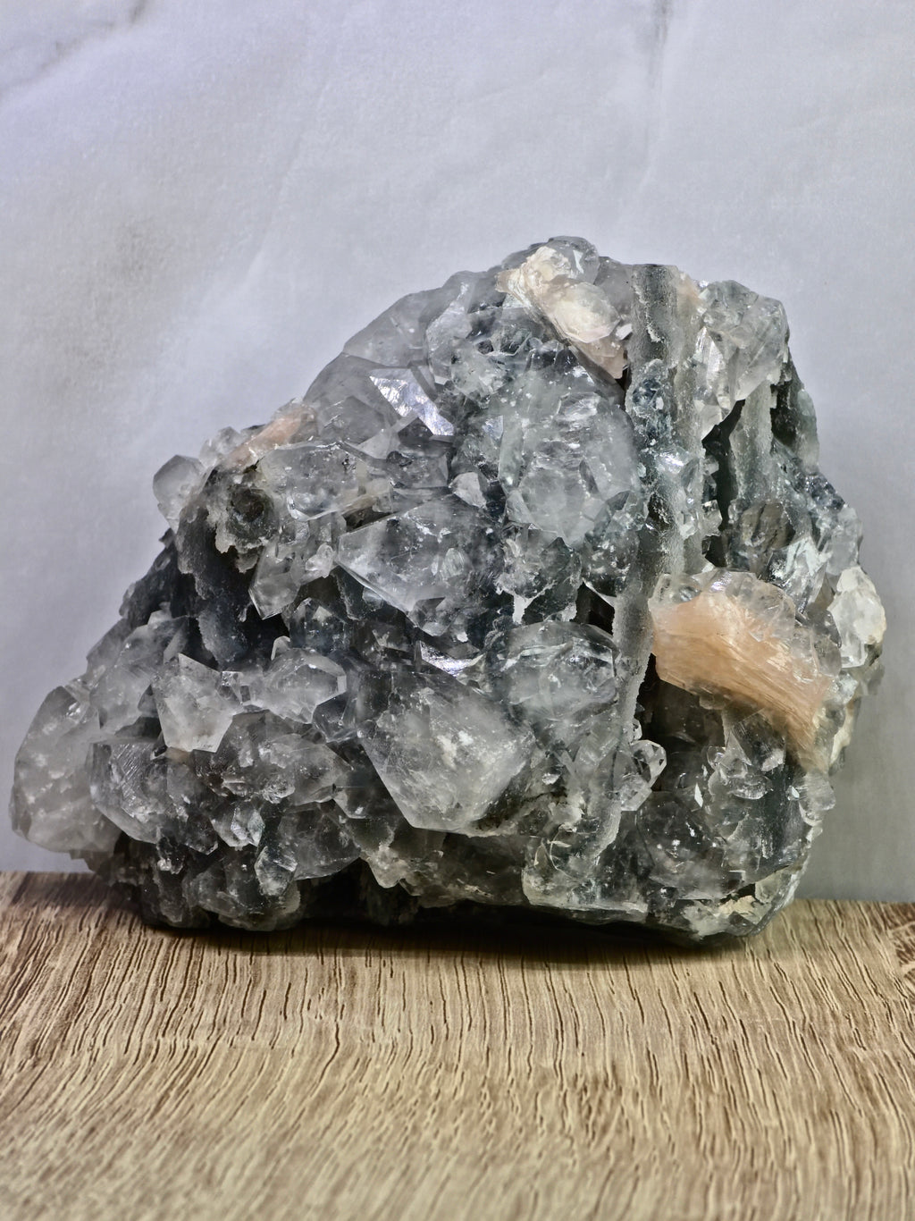 AAA Apophyllite on Blue Chalcedony with Stilbite — Large Display Piece