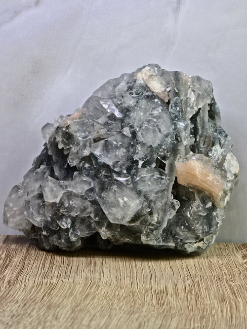 AAA Apophyllite on Blue Chalcedony with Stilbite — Large Display Piece