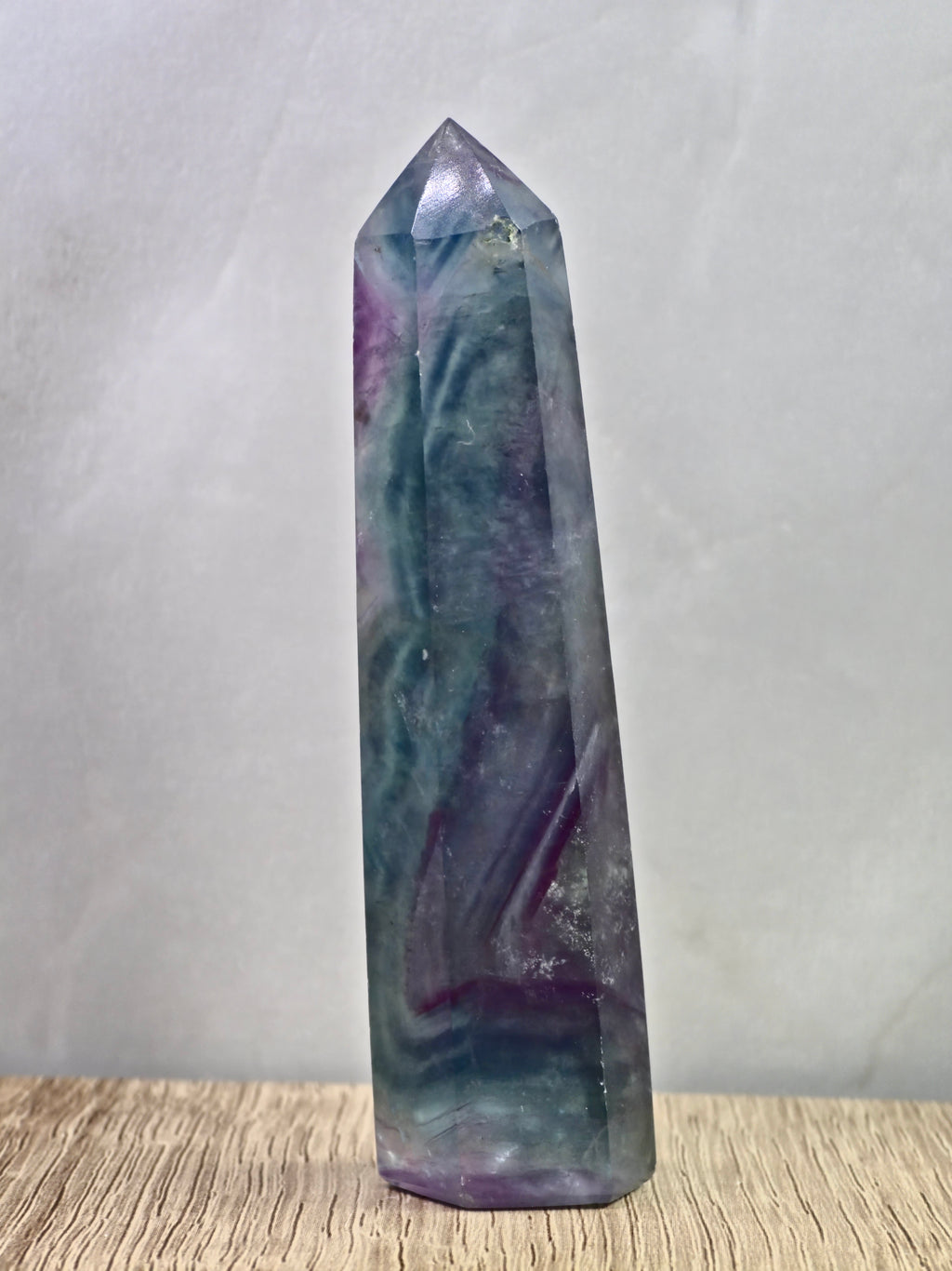 Banded Fluorite Tower — Purple & Blue Zoning with Layered Growth Structure