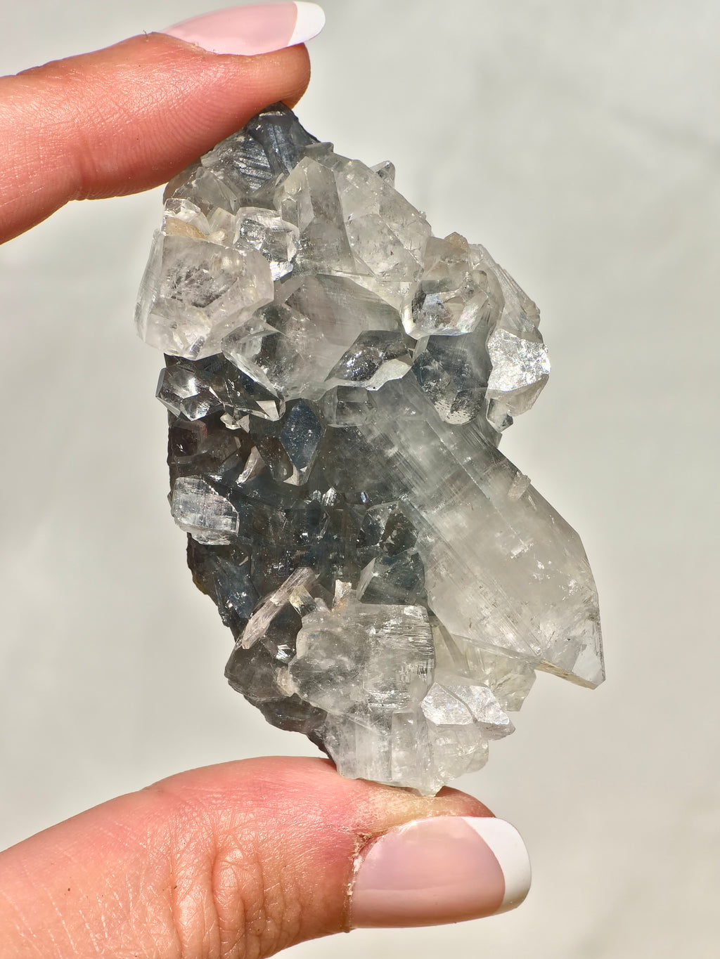 Diamond Apophyllite on Blue Chalcedony Cluster (AAA grade)