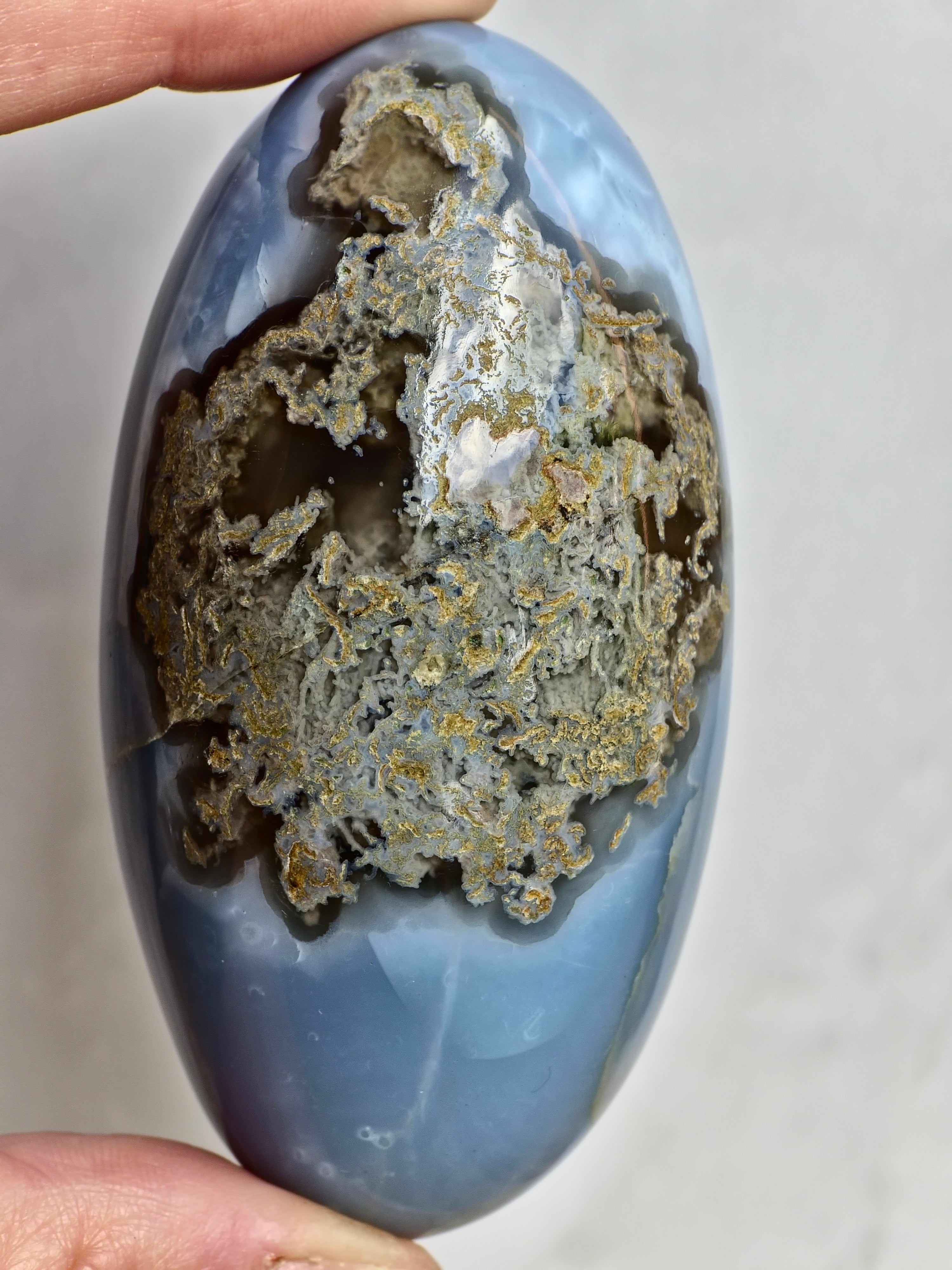 Blue Indian Opal with Moss Agate  Inclusion