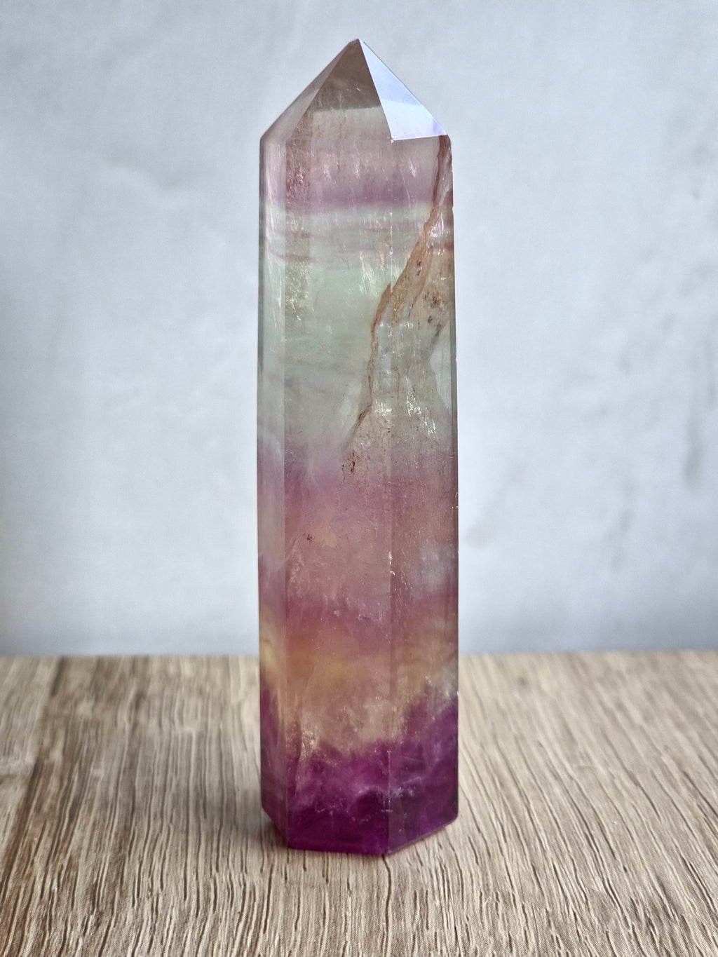Fluorite Tower — Banded Growth with Zoned Colour Formation