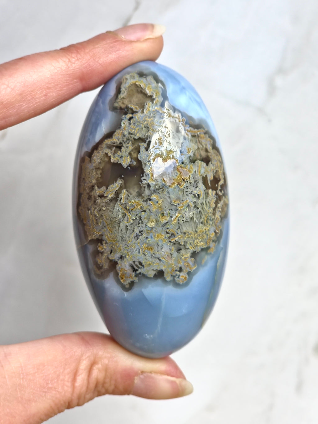 Blue Indian Opal with Moss Agate  Inclusion
