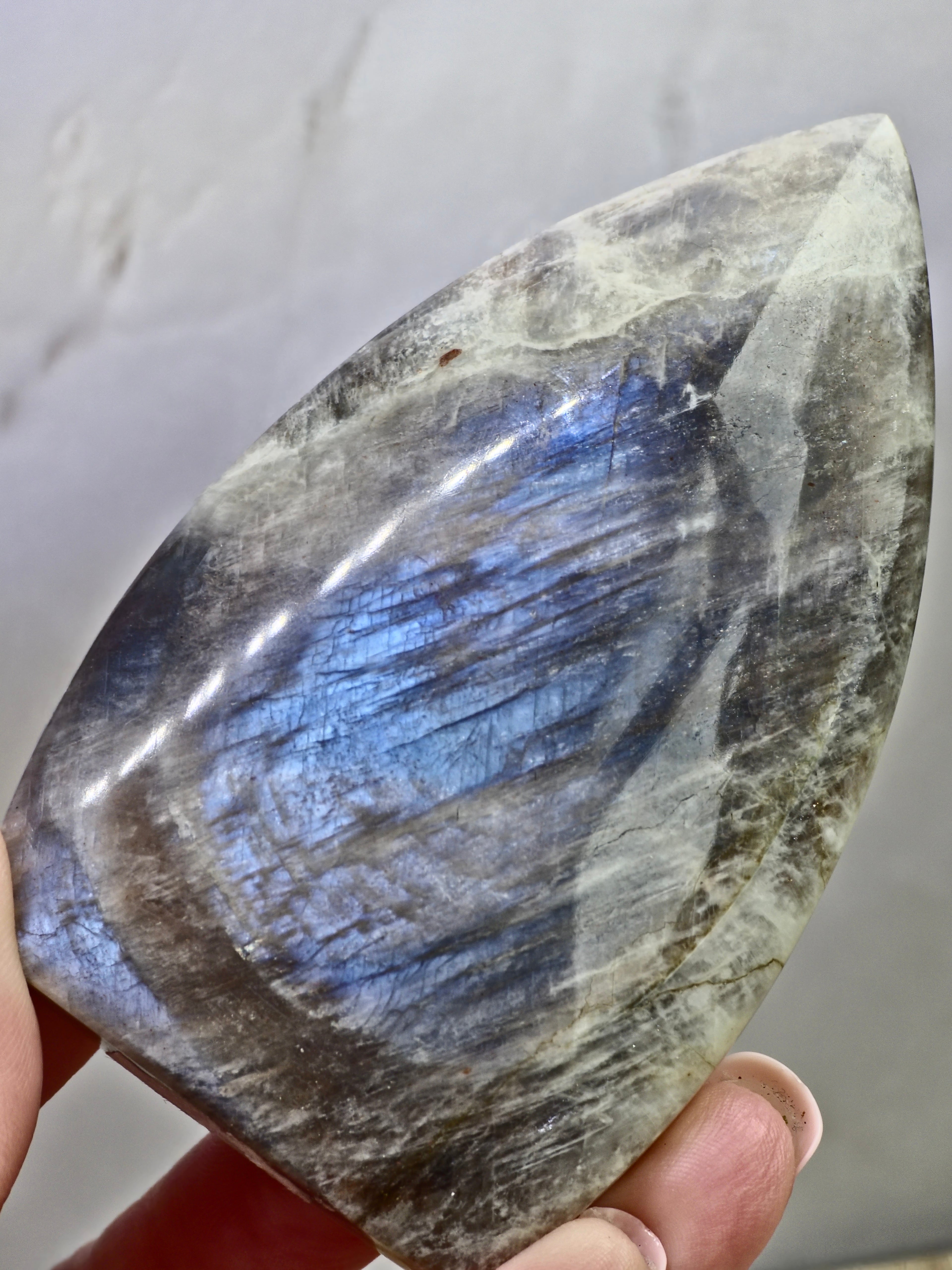 Moonstone Flame — Blue Adularescence Feldspar