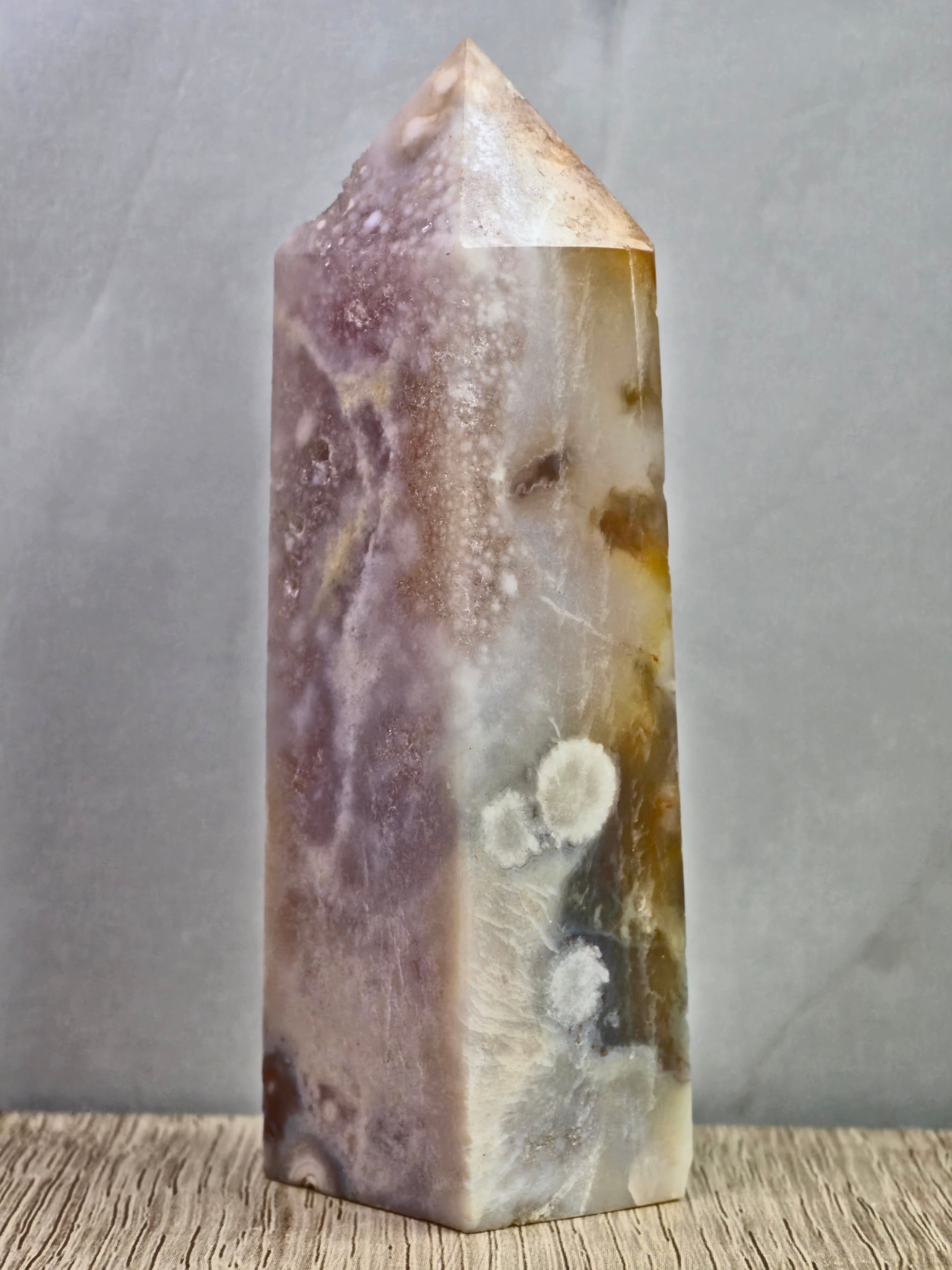 Pink Amethyst and Flower Agate Tower