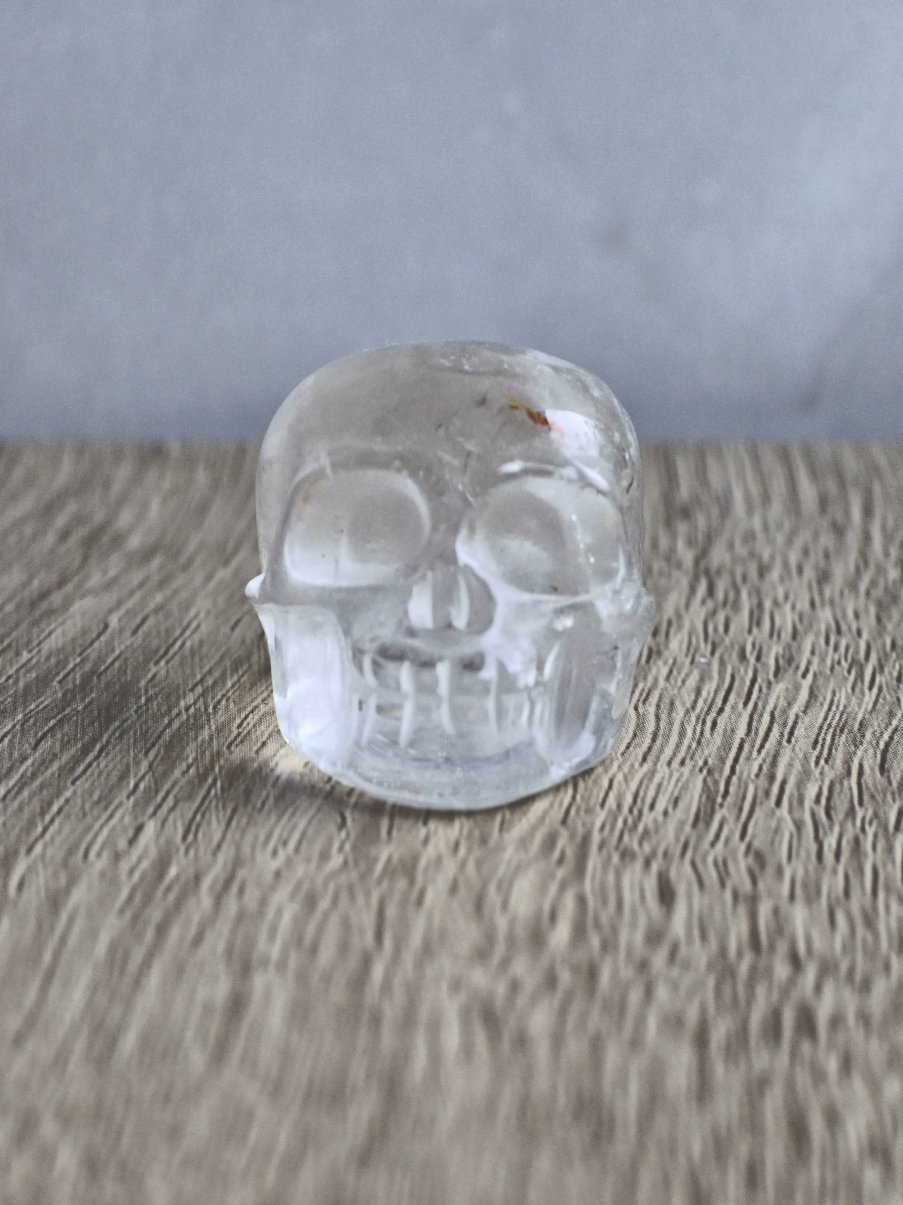 Quartz skull with iron inclusions