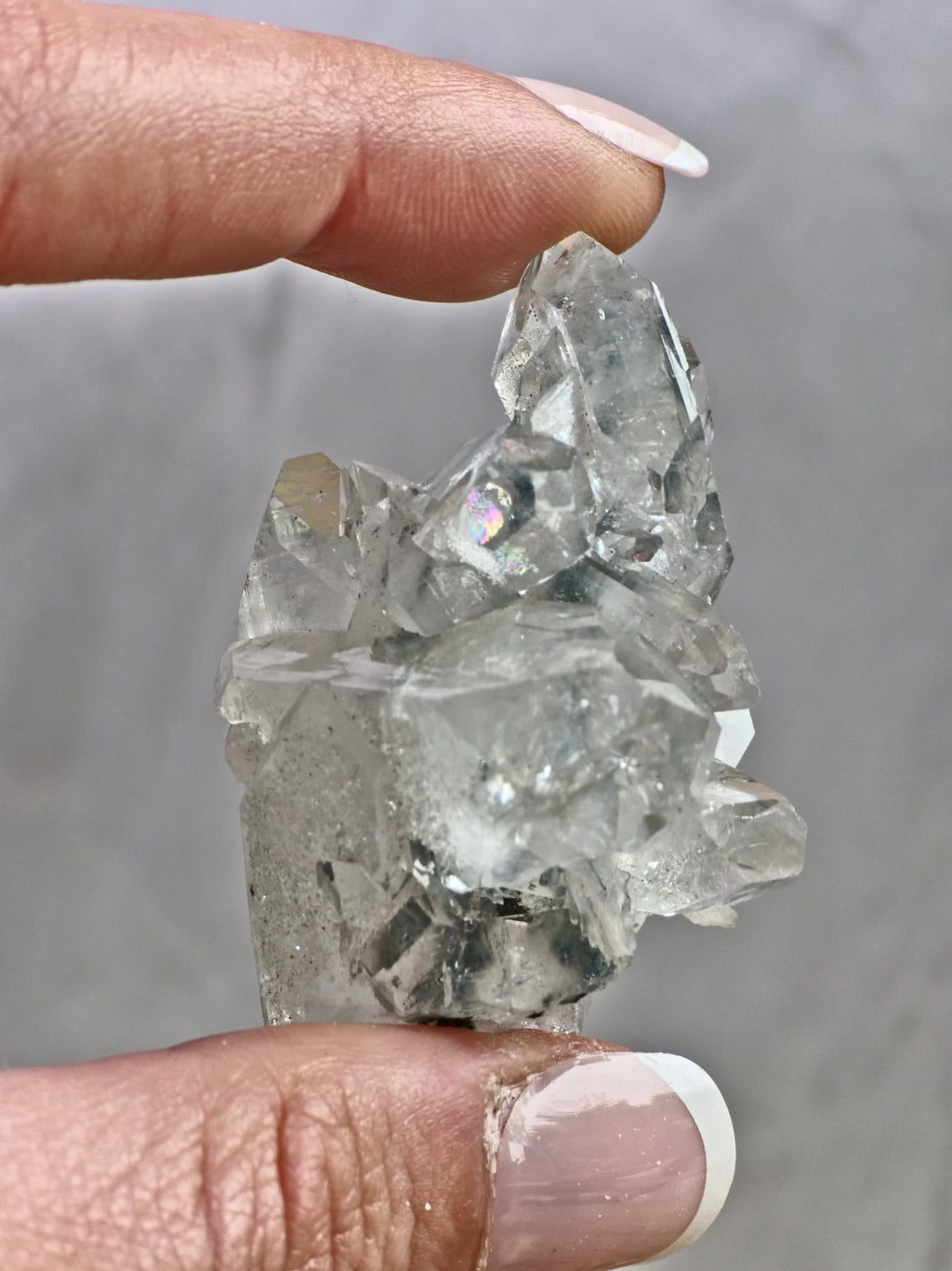 AAA Grade Diamond Apophyllite on Blue Chalcedony — High Clarity Cluster with Internal Inclusions