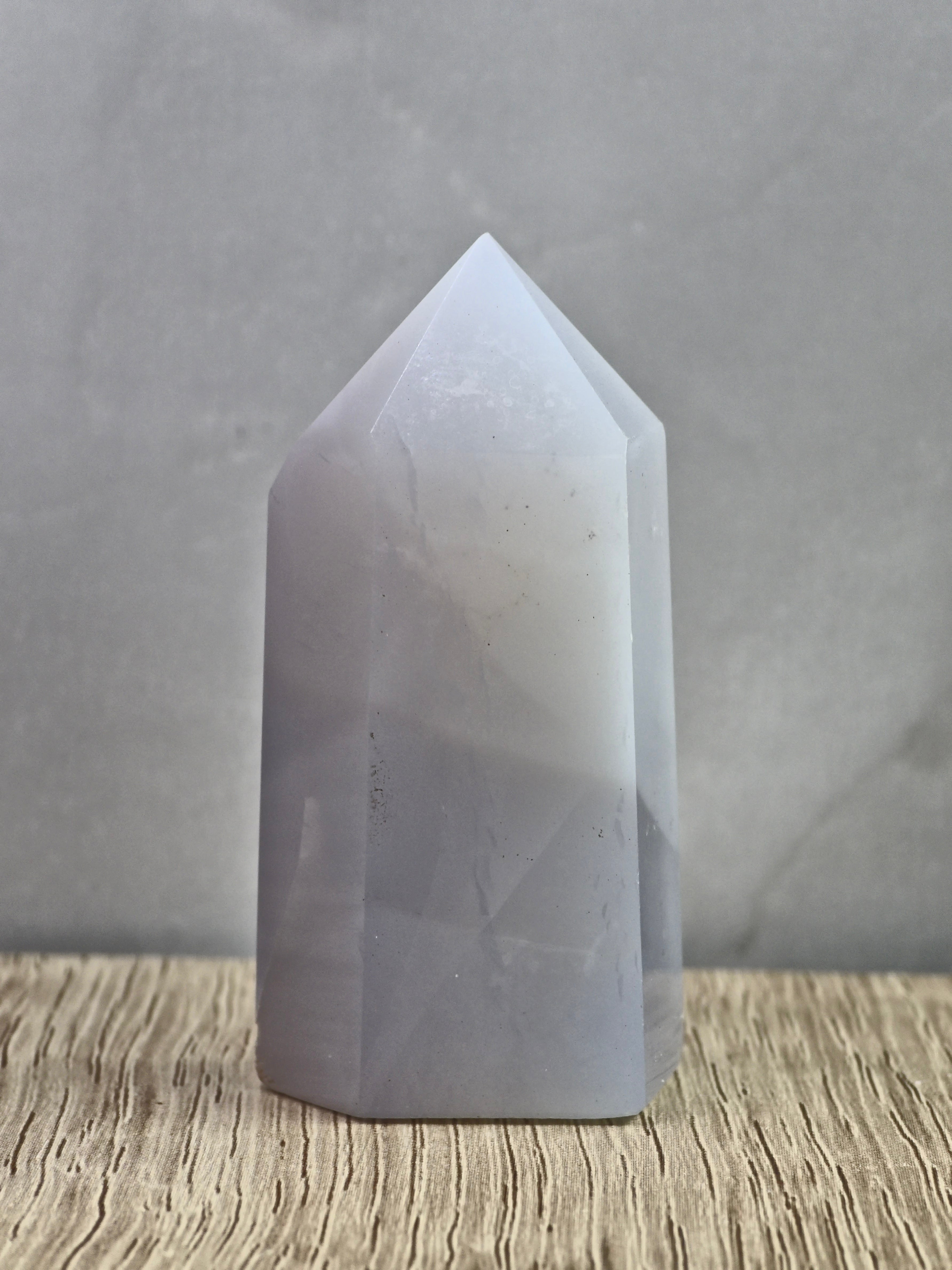 Blue Chalcedony Tower – Soft Translucent Quartz
