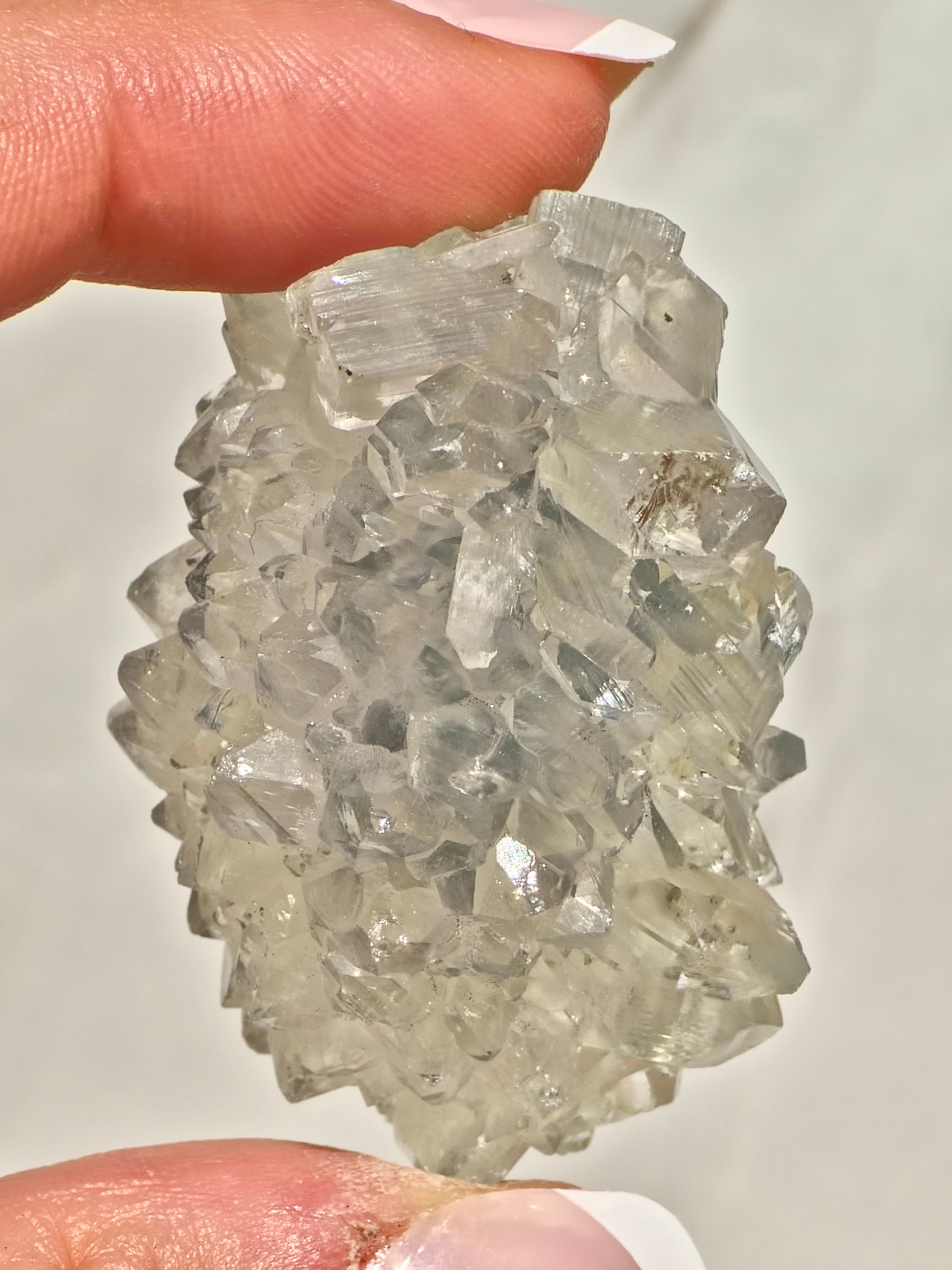 Radiating “Flower Formation” Apophyllite on Blue Chalcedony Cluster (AAA Grade)