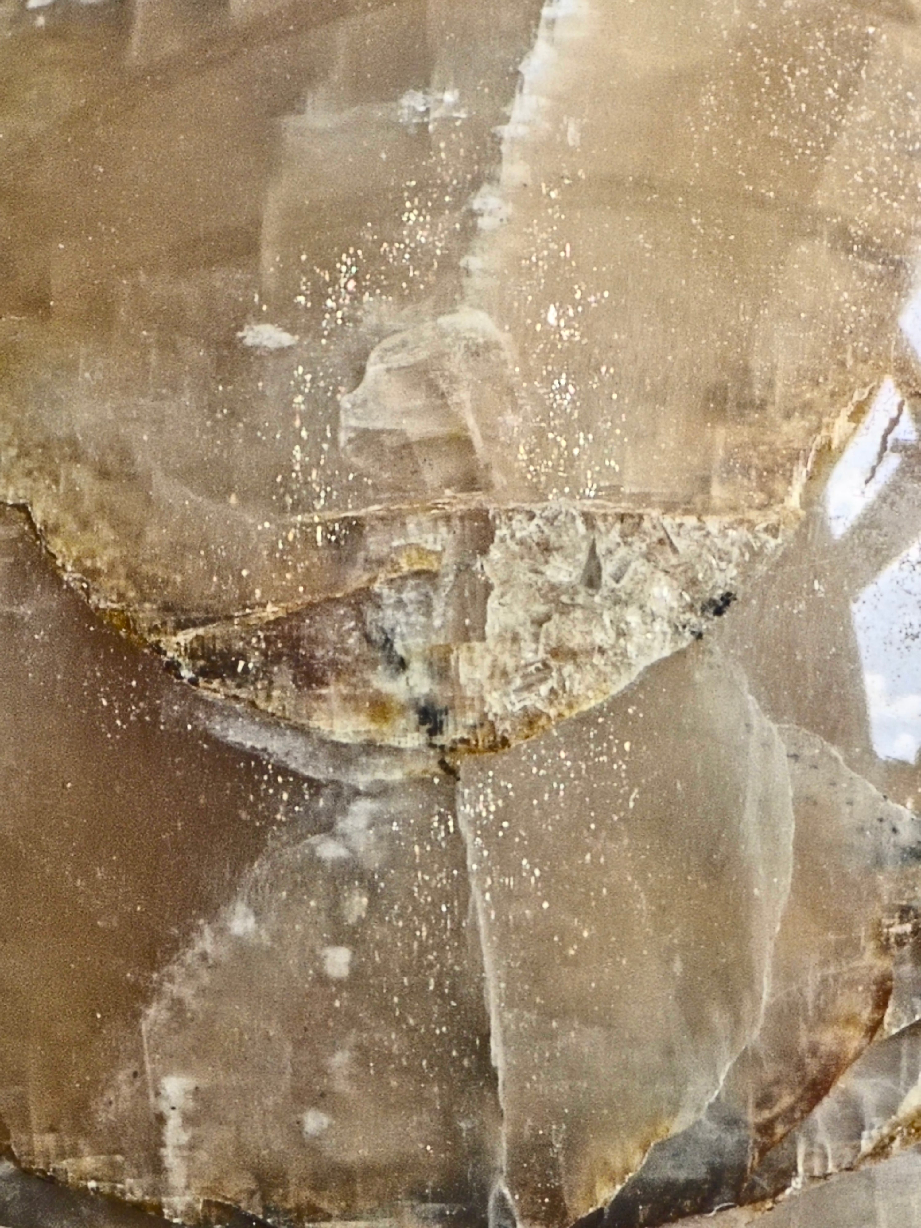 Peach Moonstone Sphere - Layered Feldspar with Internal Sheen + Fracture Patterning