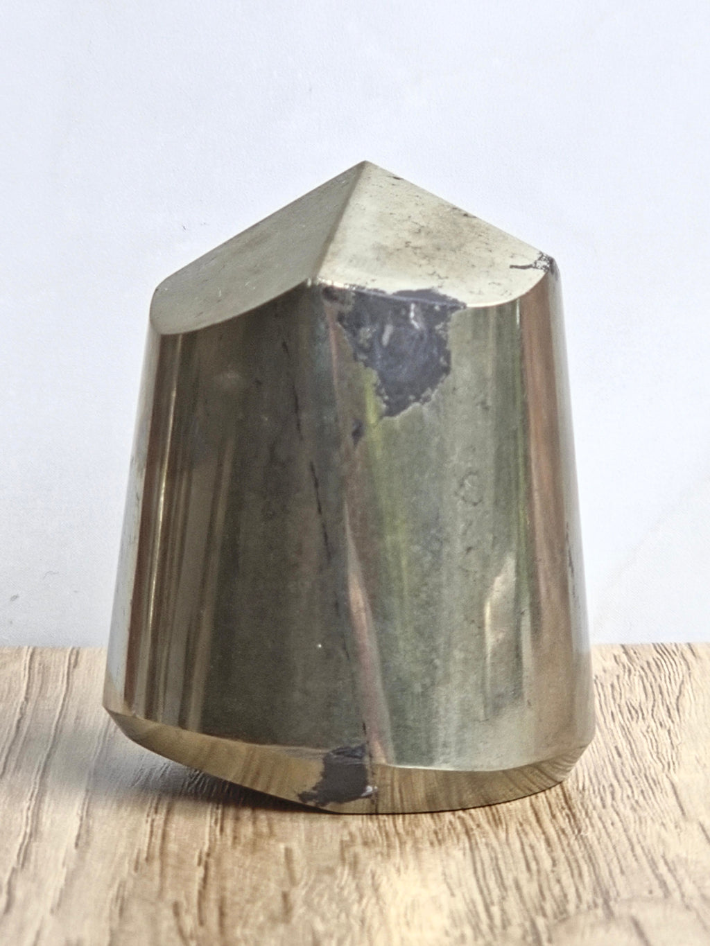Pyrite Polished Cylinder Tower with Black Tourmaline Inclusions
