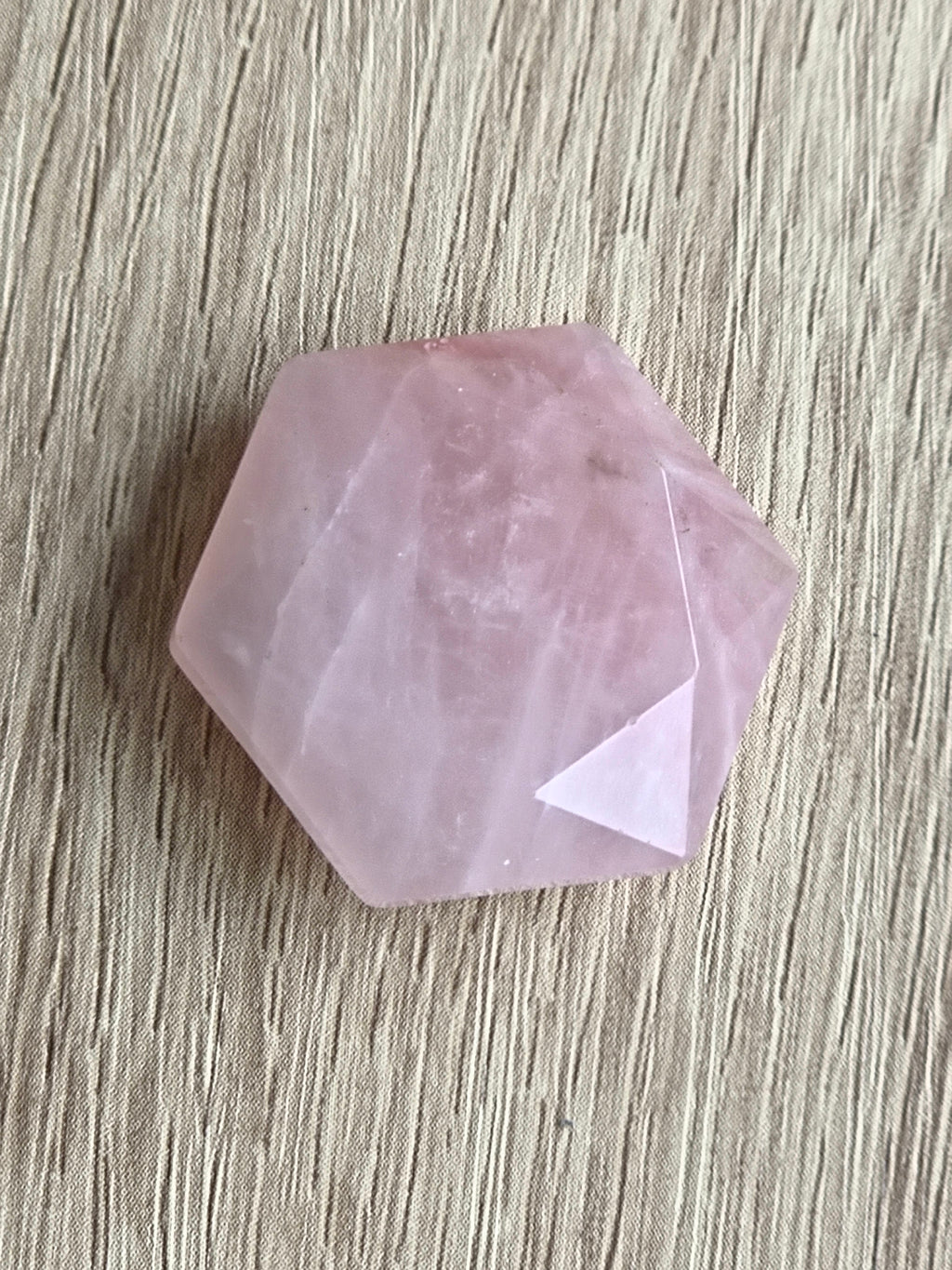 Rose Quartz Faceted Palm Stone / Geometric Polished Crystal