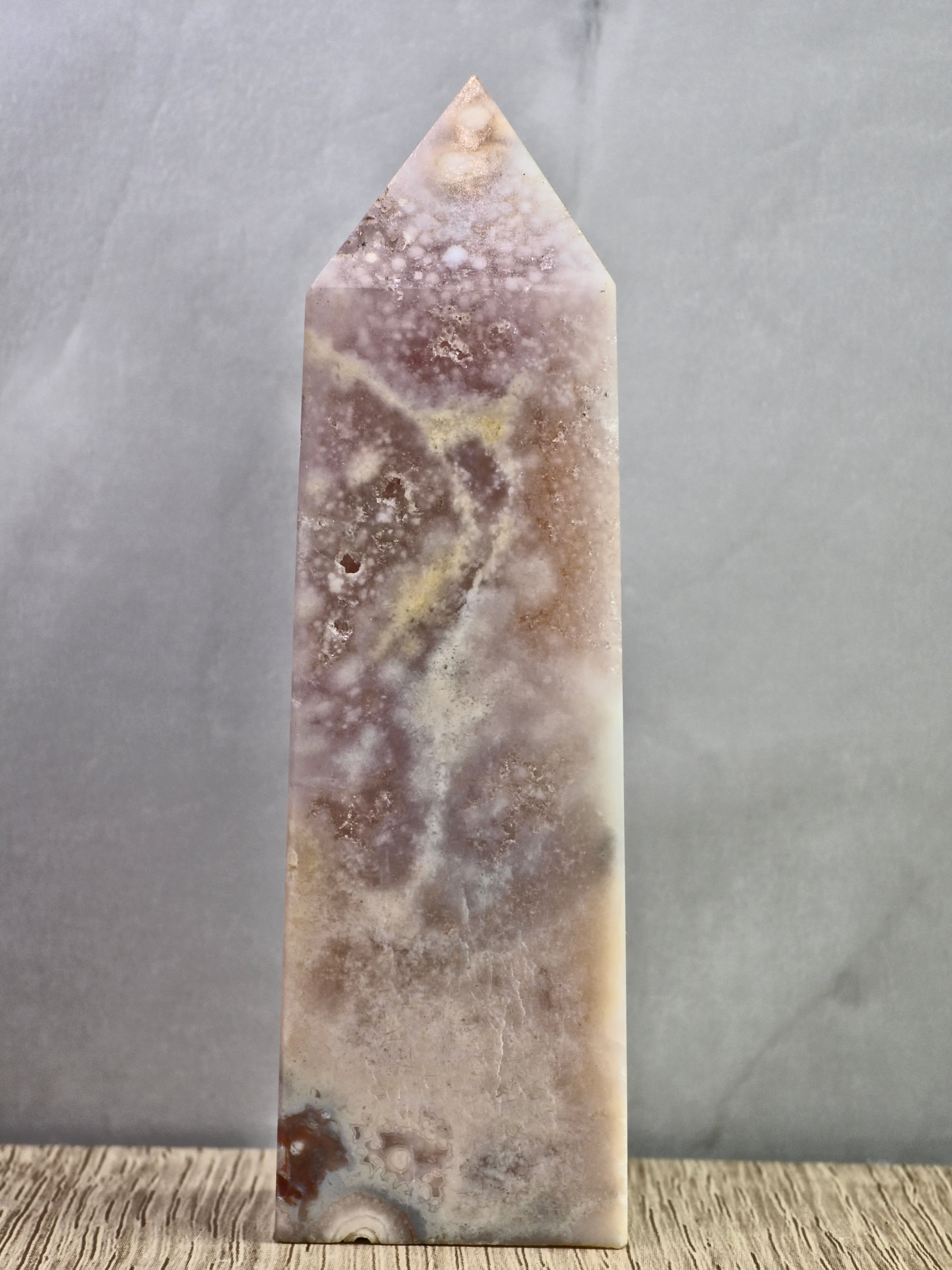 Pink Amethyst and Flower Agate Tower