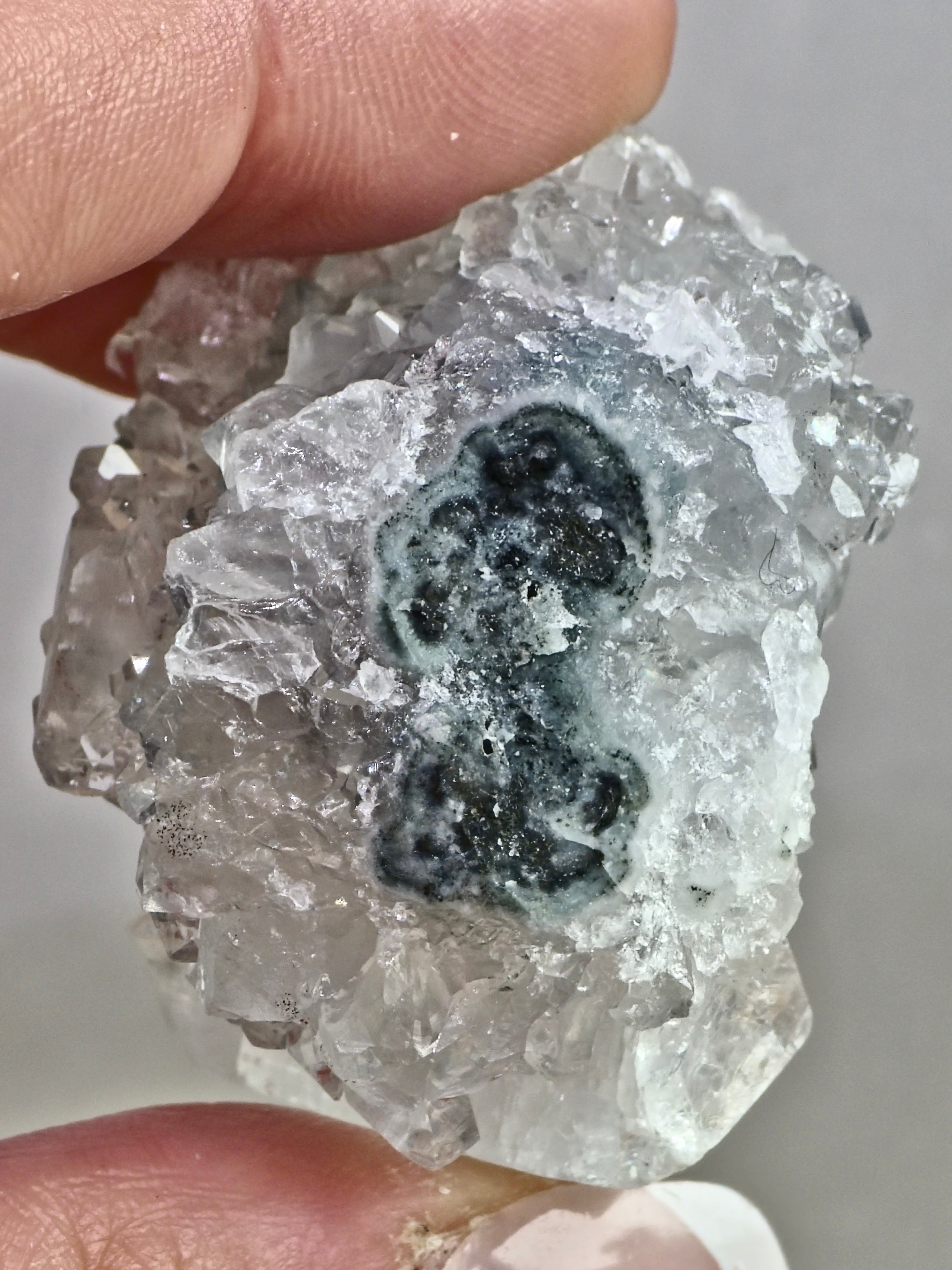 AAA Diamond Apophyllite on Blue Chalcedony – High Clarity Terminations