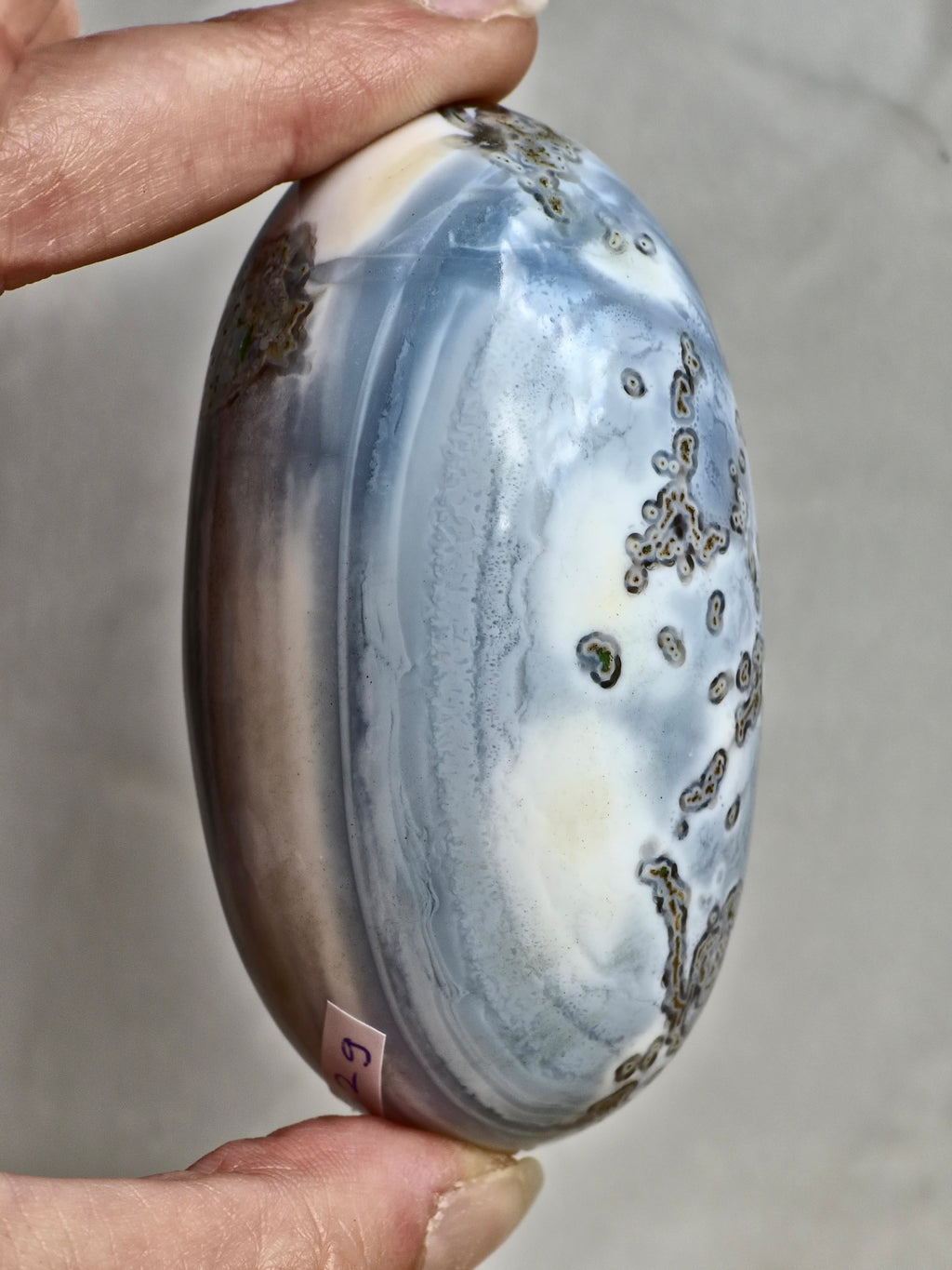 Blue Indian Opal with Moss Agate Inclusions Shiva Lingham