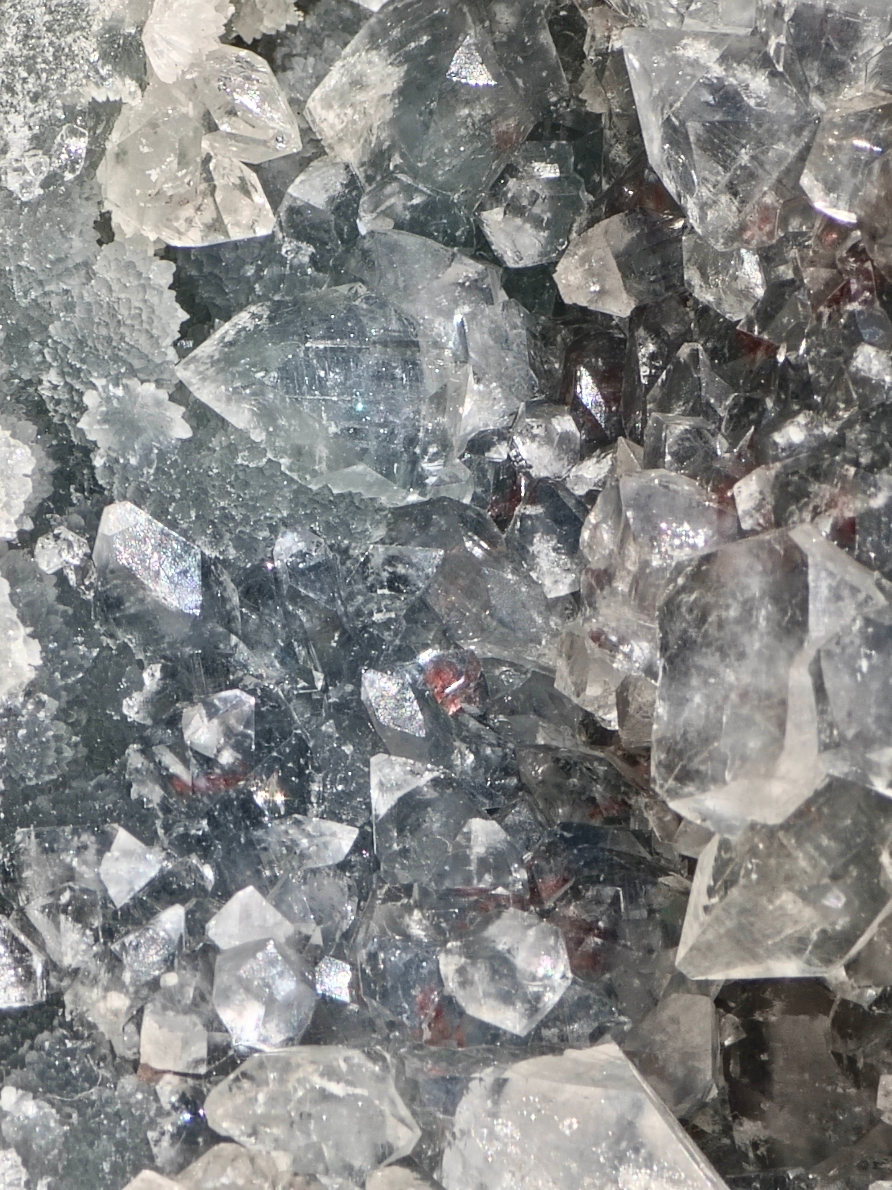 AAA Diamond Apophyllite on Blue Chalcedony with Red Heulandite