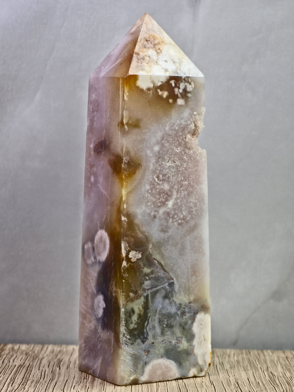 Pink Amethyst and Flower Agate Tower