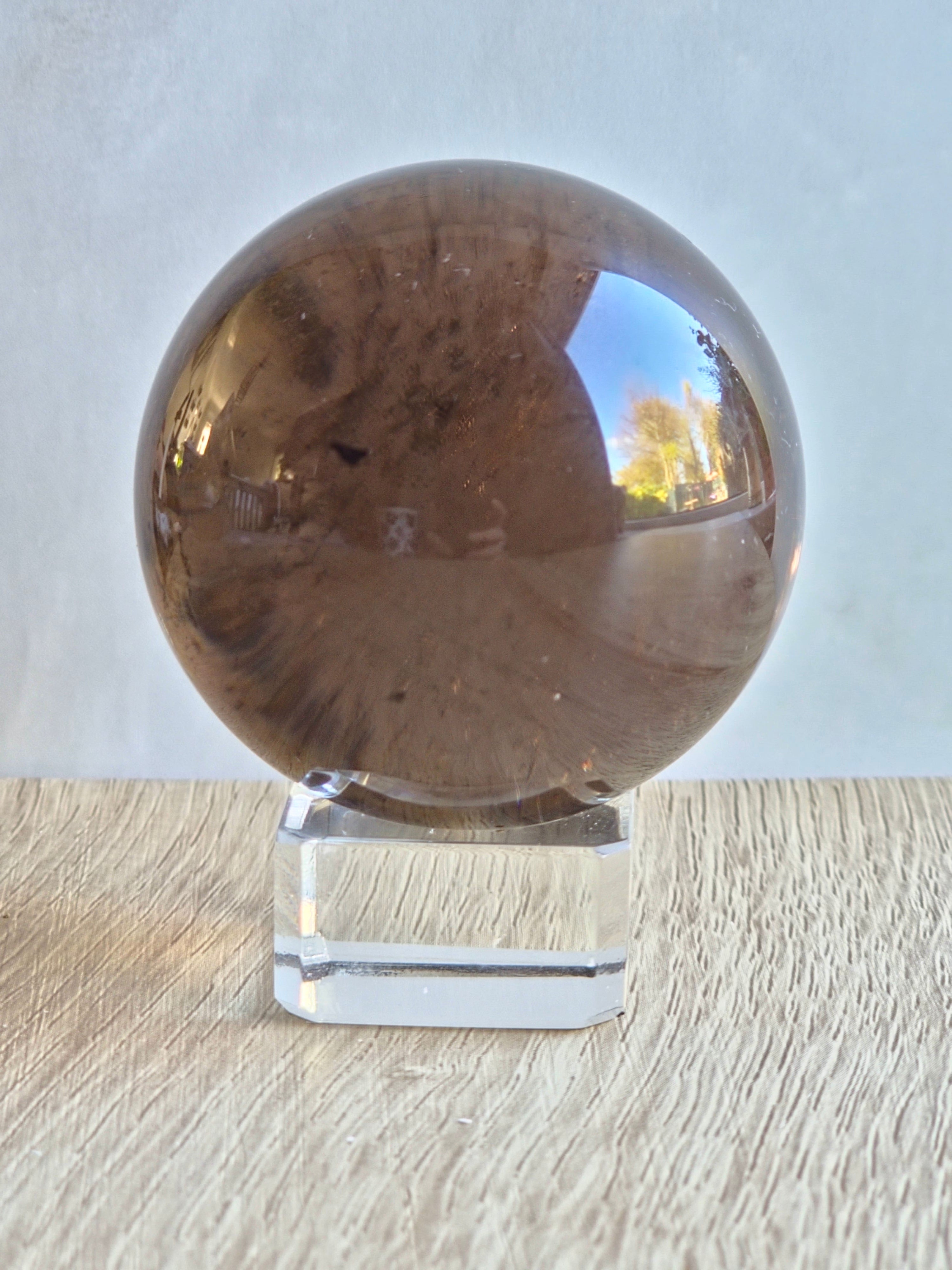 Smoky quartz sphere- d