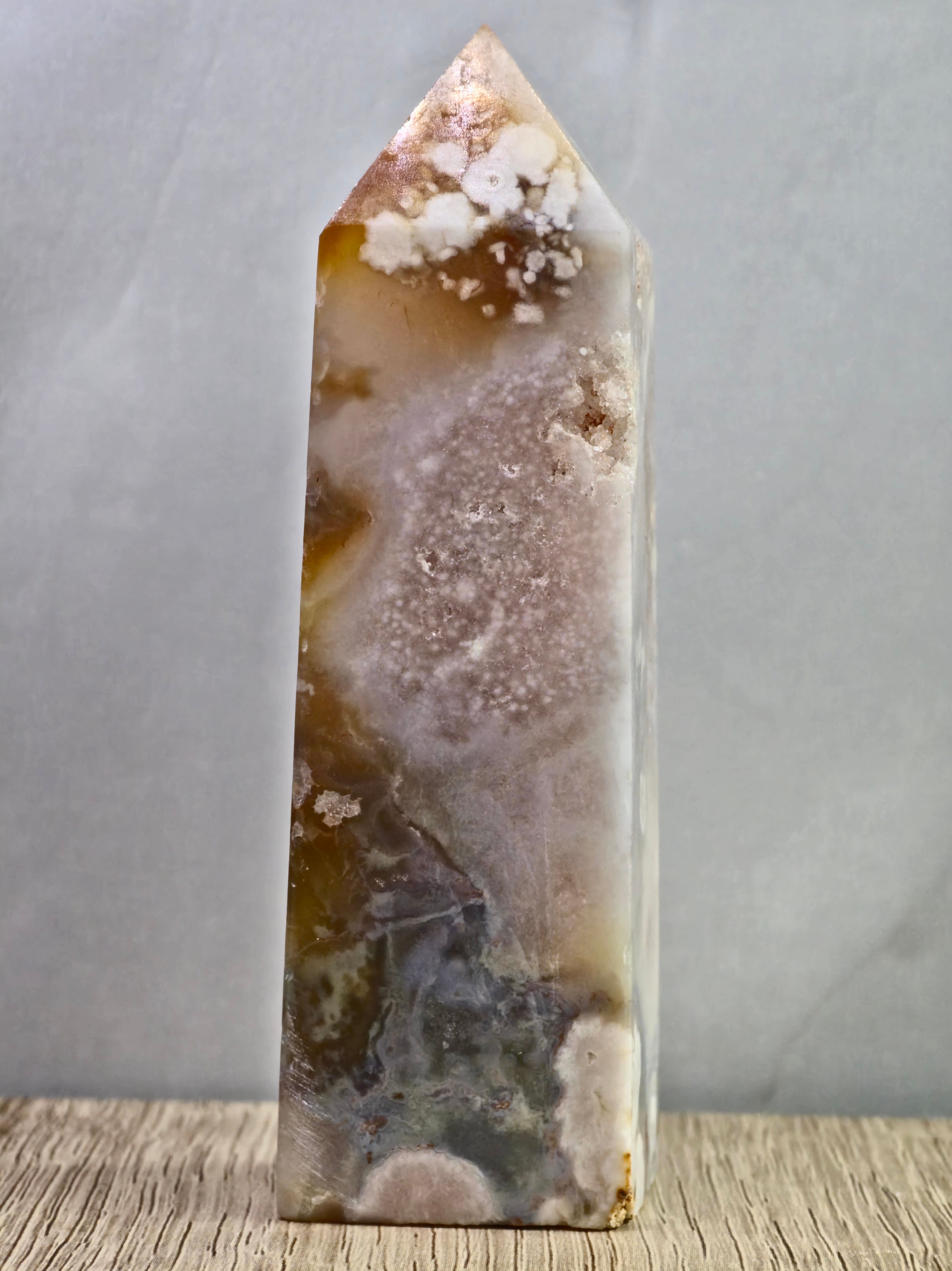 Pink Amethyst and Flower Agate Tower