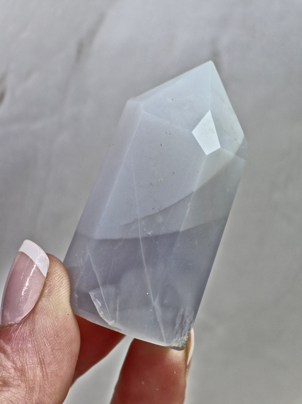 Blue Chalcedony Tower – Soft Translucent Quartz