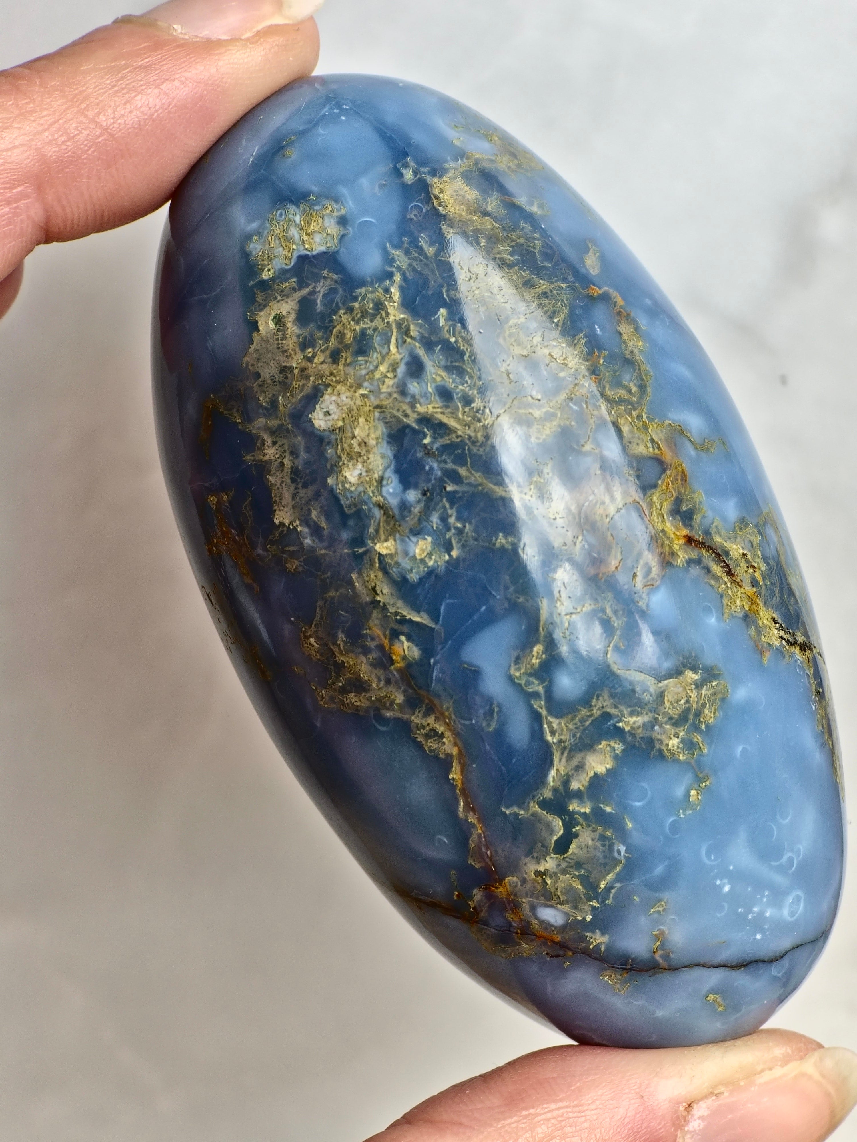 Blue Indian Opal with Moss Agate Inclusions