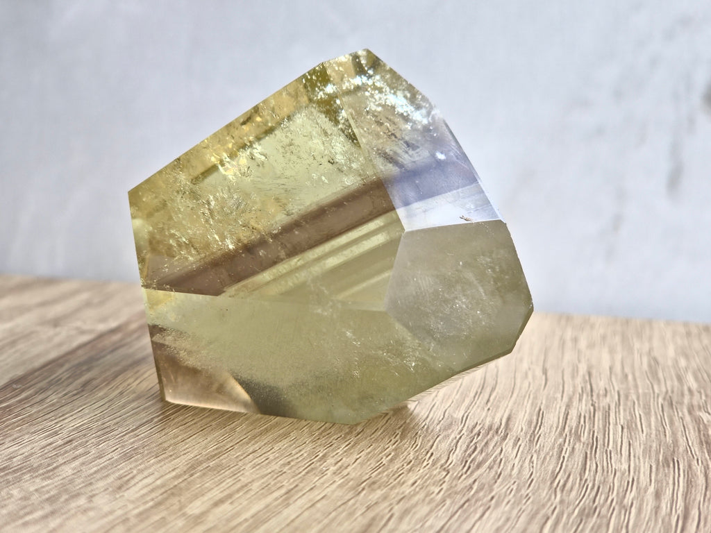 Citrine freeform with white and smoky phantom lines