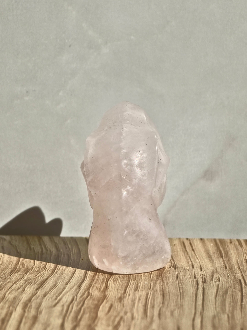 Rose quartz dinosaur head
