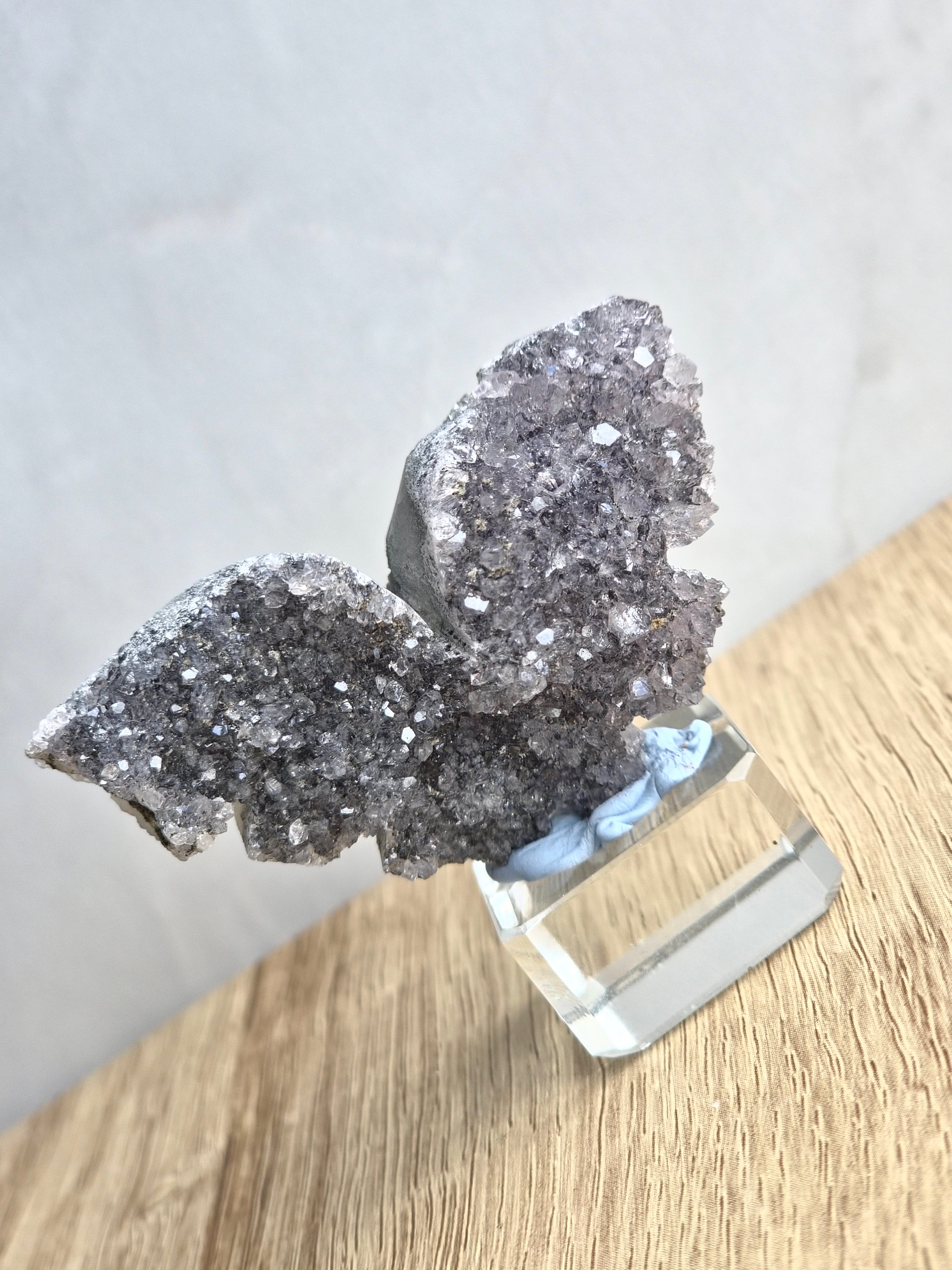 Black Amethyst Druzy Butterfly Carving