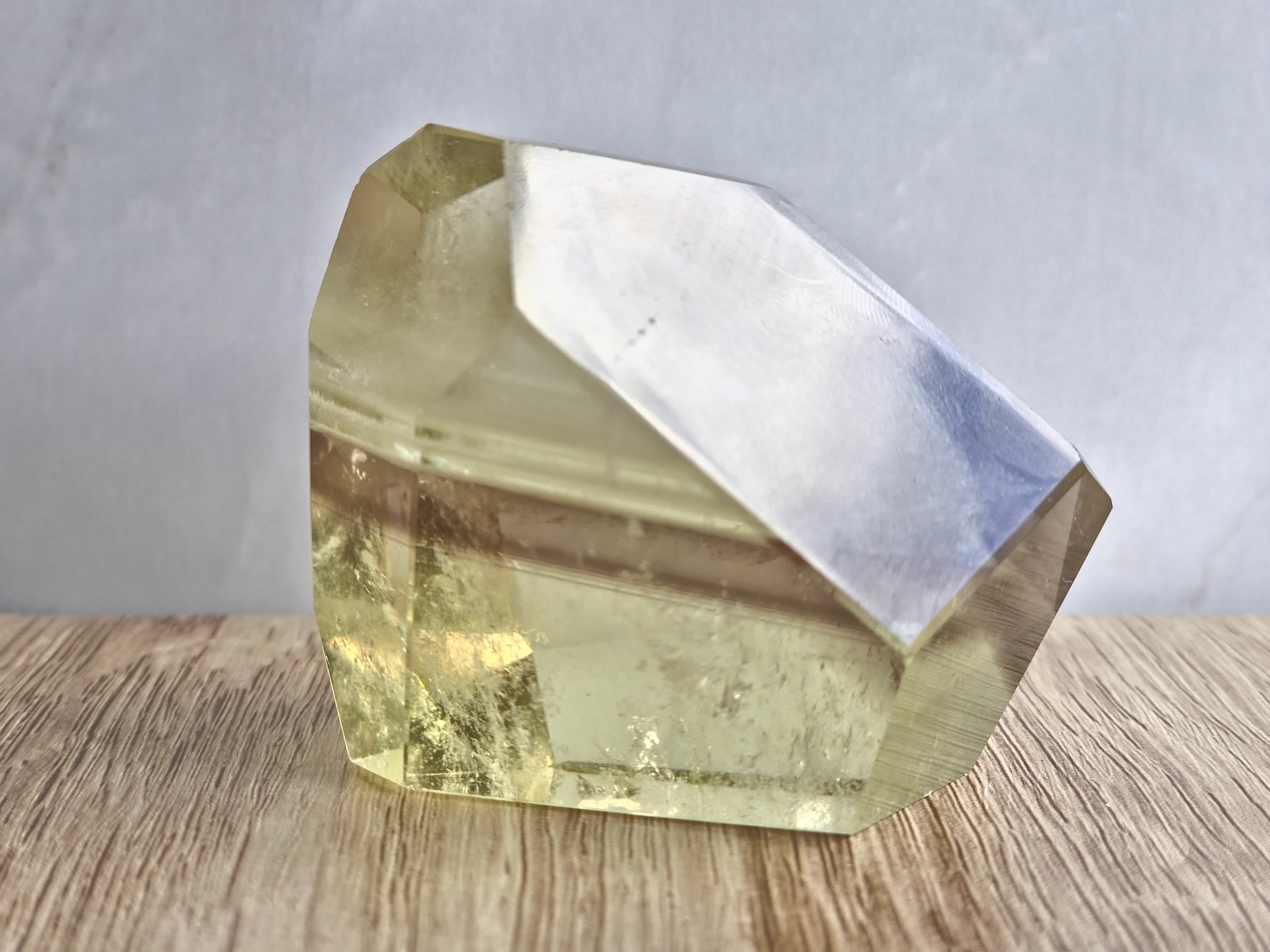 Citrine freeform with white and smoky phantom lines