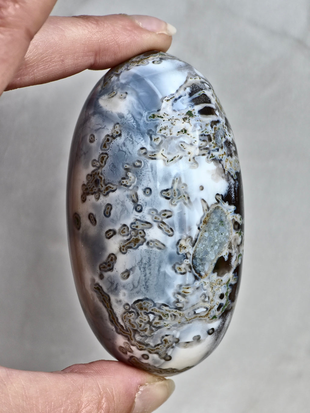 Blue Indian Opal with Moss Agate Inclusions Shiva Lingham