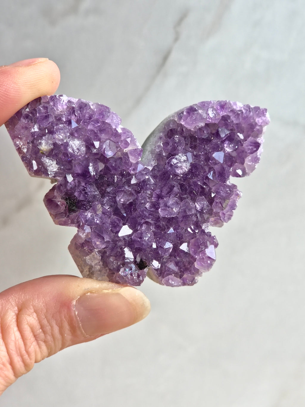Amethyst Druzy Butterfly Carving