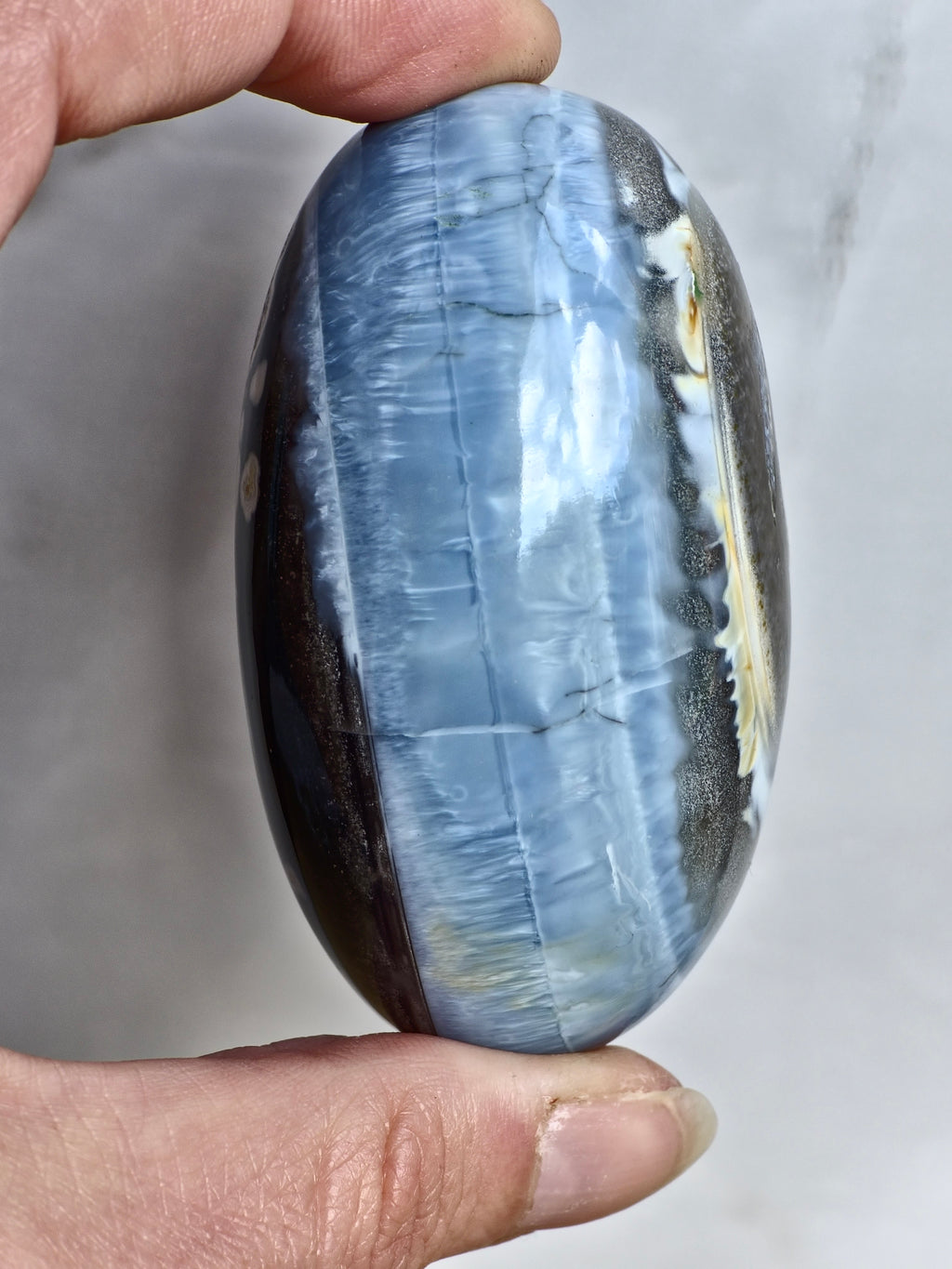Blue Indian Opal with Moss Agate Inclusion