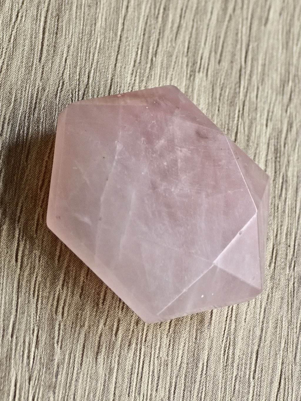 Rose Quartz Faceted Palm Stone / Geometric Polished Crystal